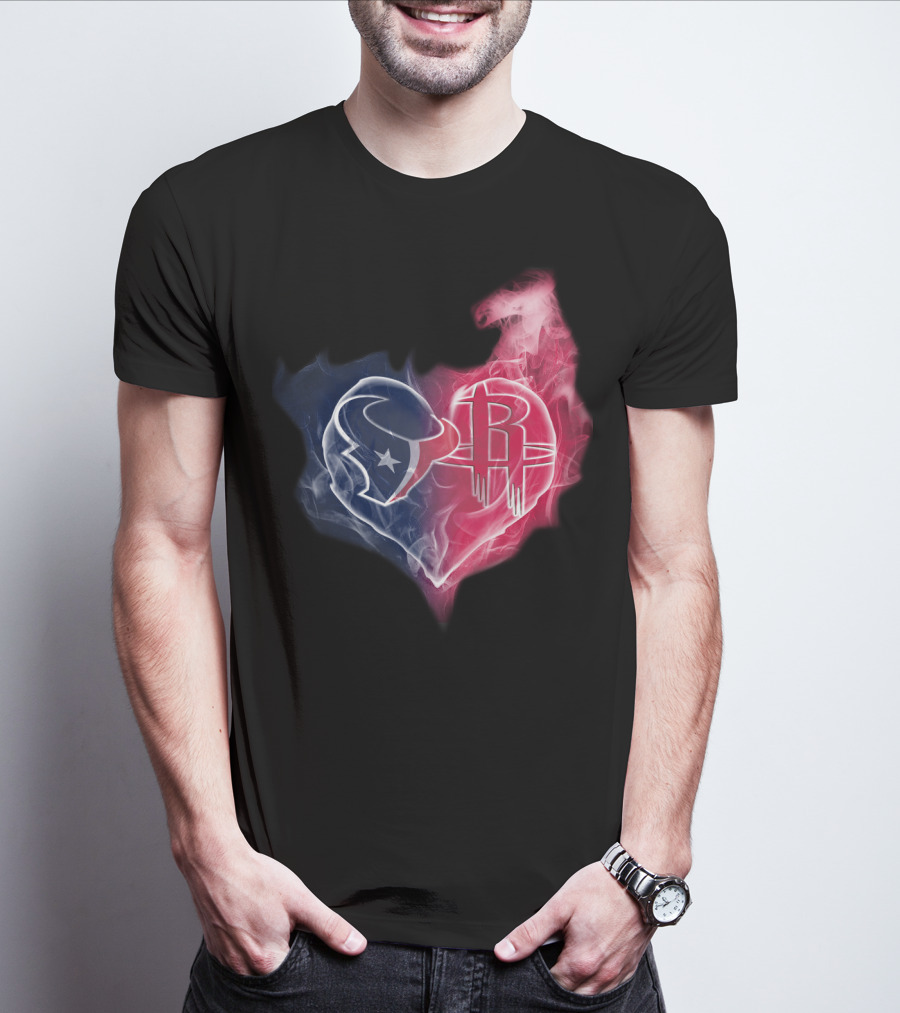 Texans Houston Rockets Logo Heart Smoke T-Shirt