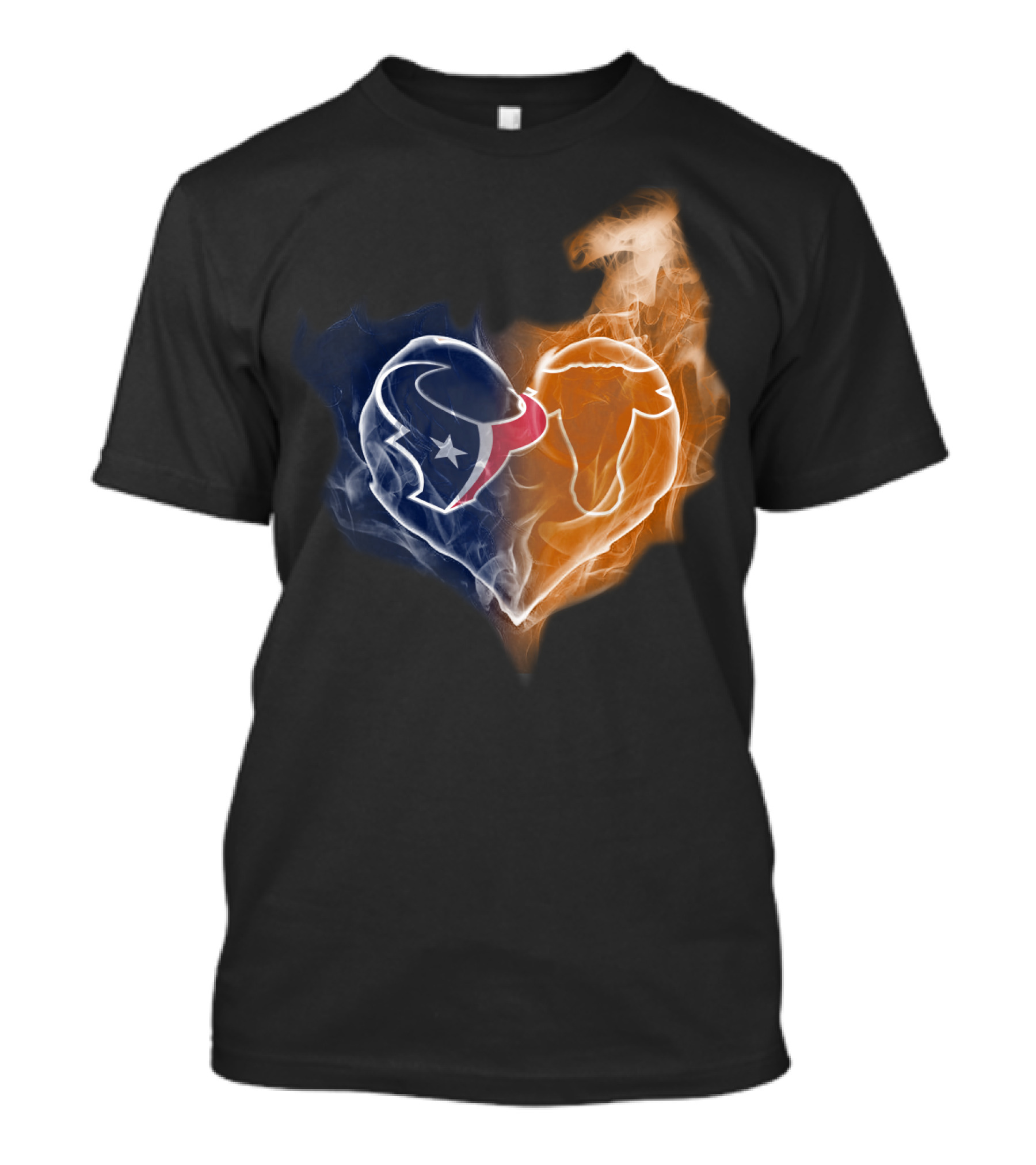 Texans Texas Longhorns Heart Flame NFL College Football T-Shirt