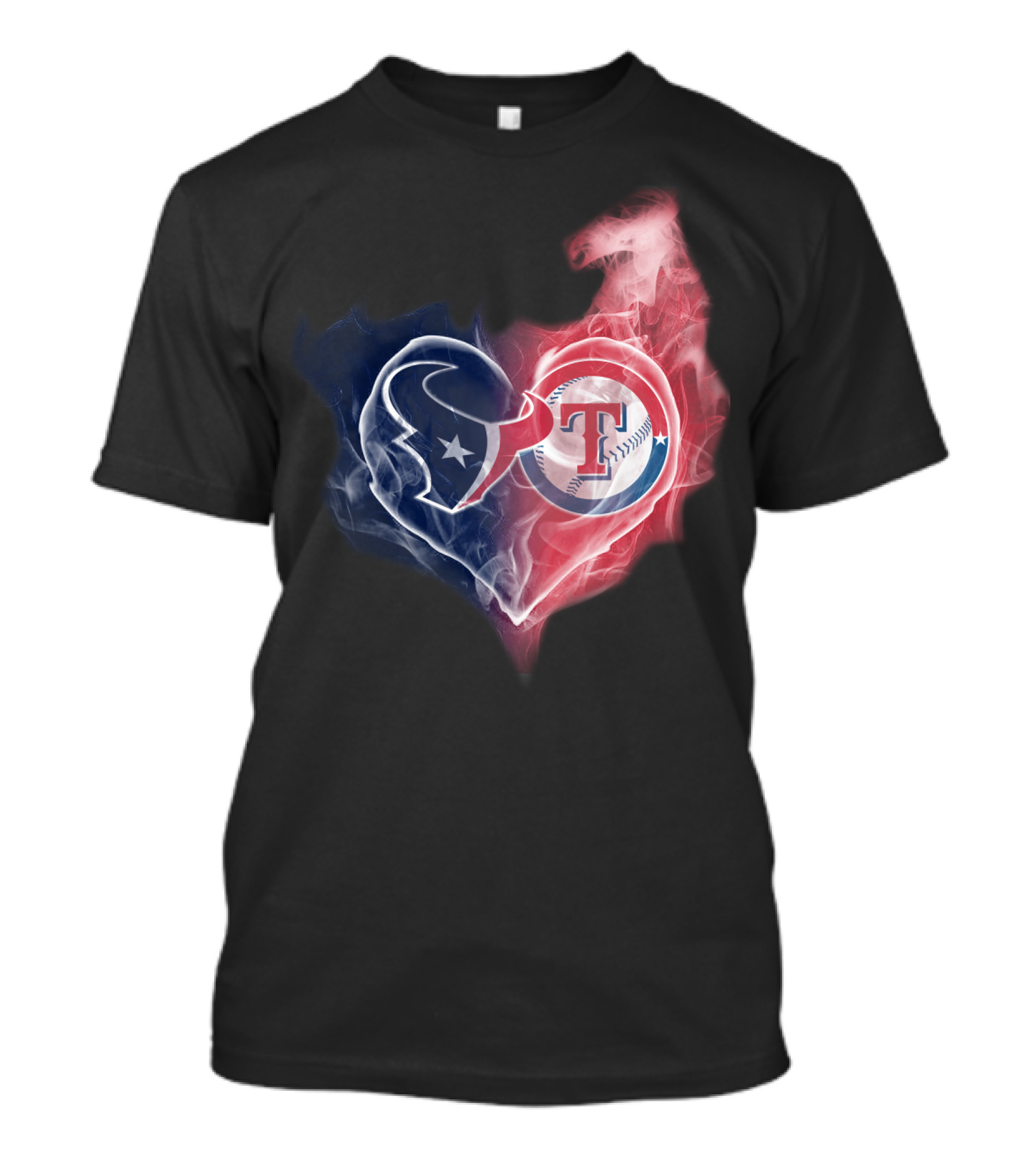 Texans Texas Rangers Heart Logo Combination T-Shirt