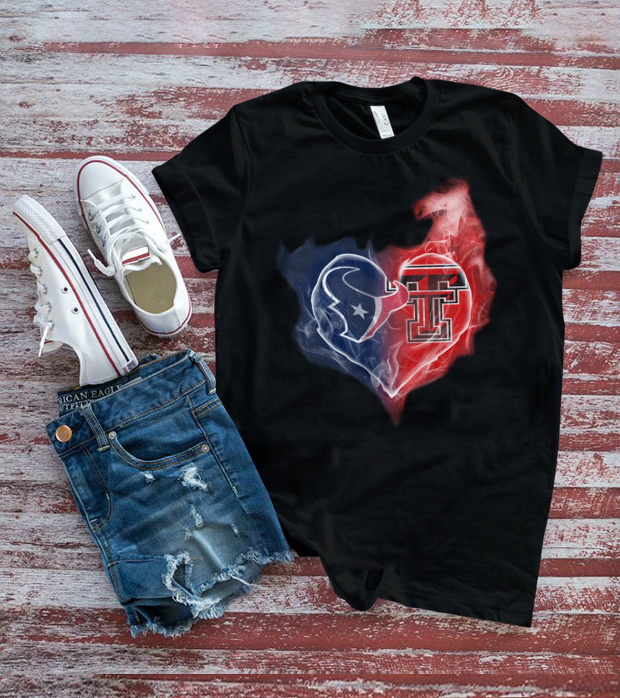 Texas Tech Red Raiders Houston Texans Heart T-Shirt