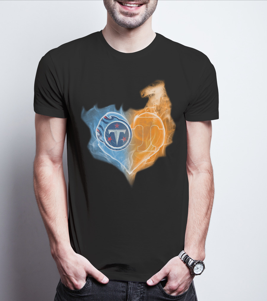 Tennessee Titans Volunteers Flaming Heart Emblem T-Shirt