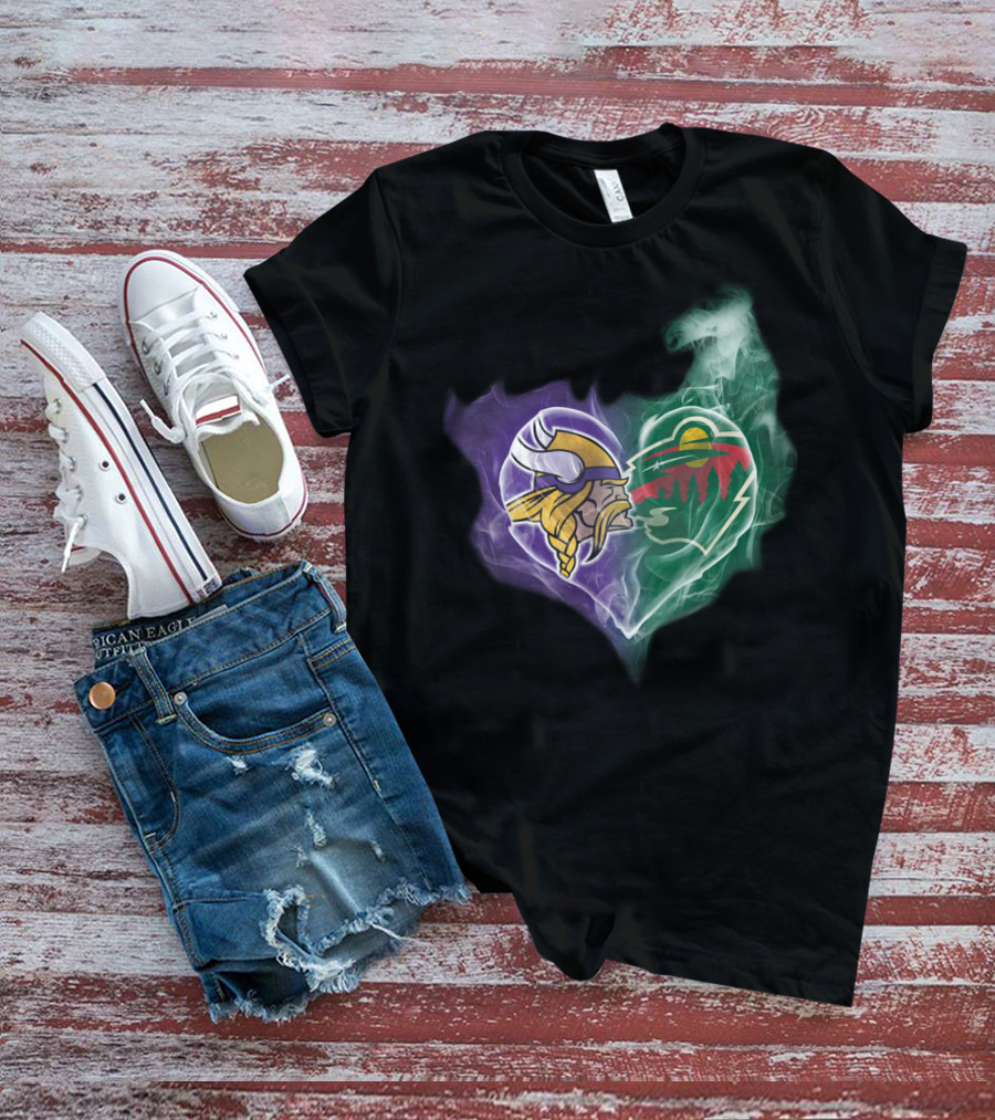 Vikings Minnesota Wild Heart Logo Fusion T-Shirt