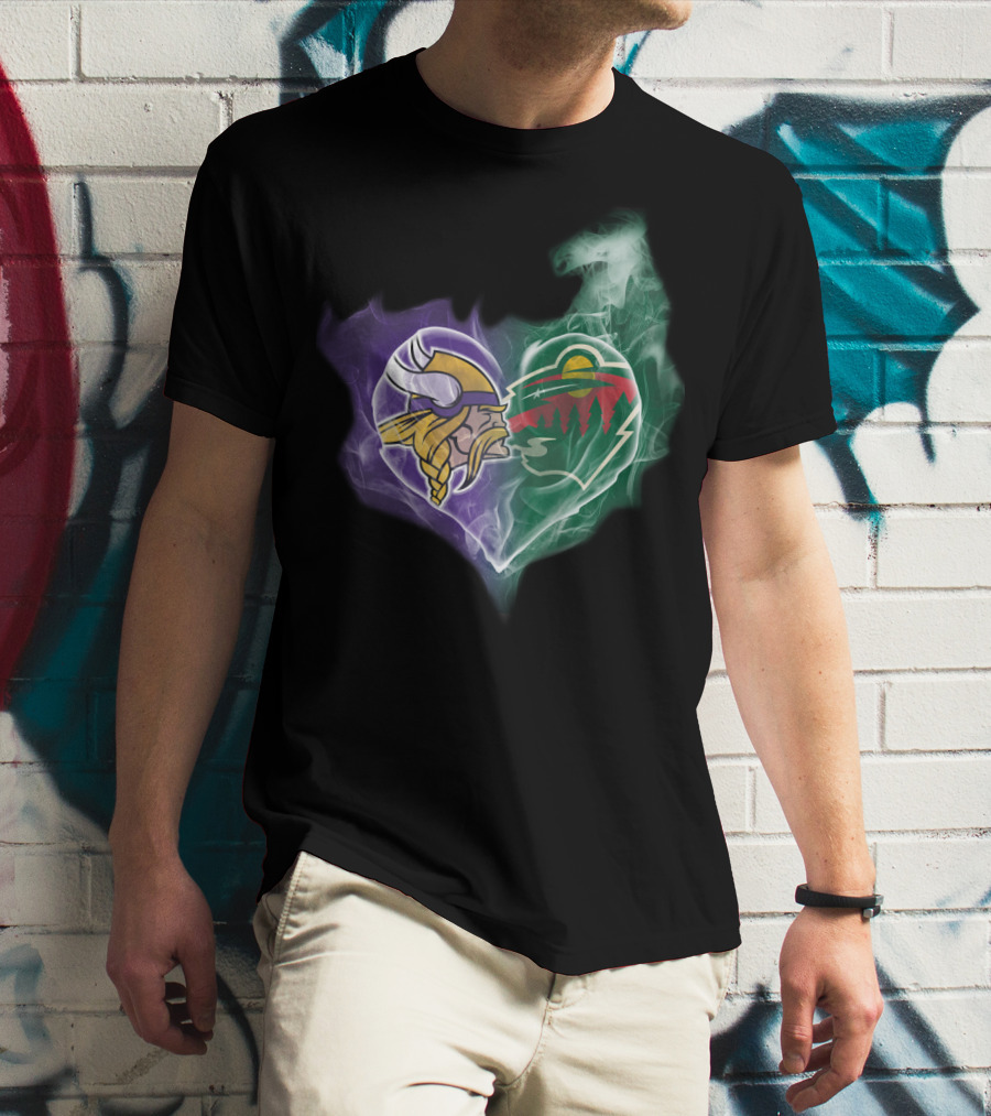Vikings Minnesota Wild Heart Logo Fusion T-Shirt