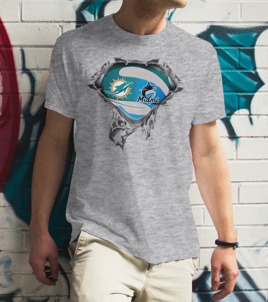 Miami Dolphins Marlins Logos T-Shirt