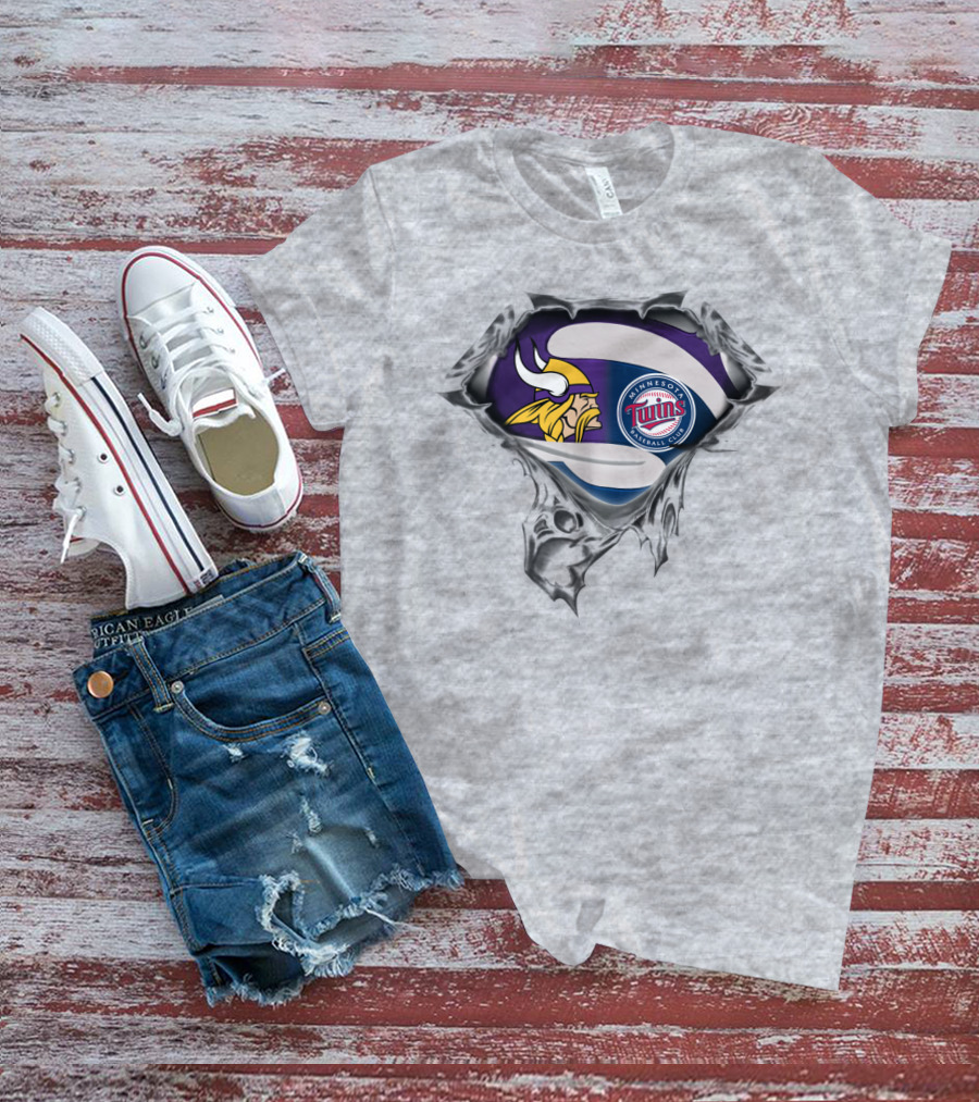 Minnesota Vikings Twins Baseball Crossover Fan T-Shirt