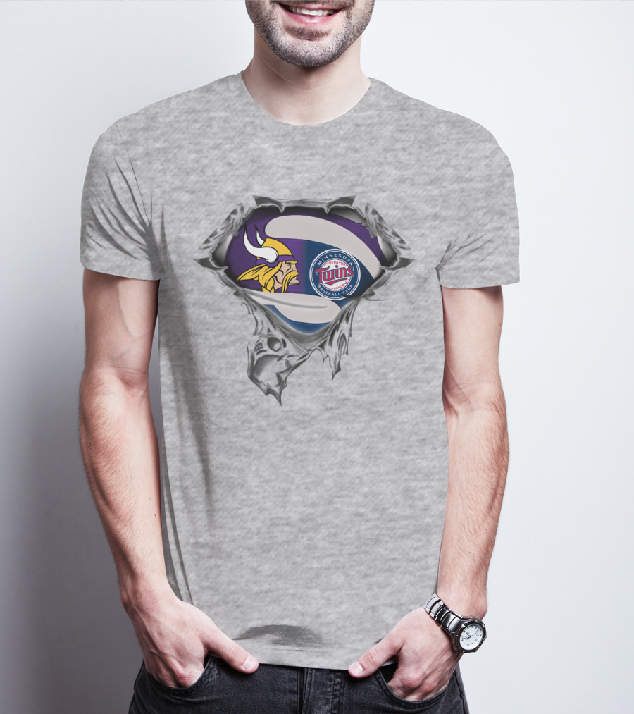 Minnesota Vikings Twins Baseball Crossover Fan T-Shirt