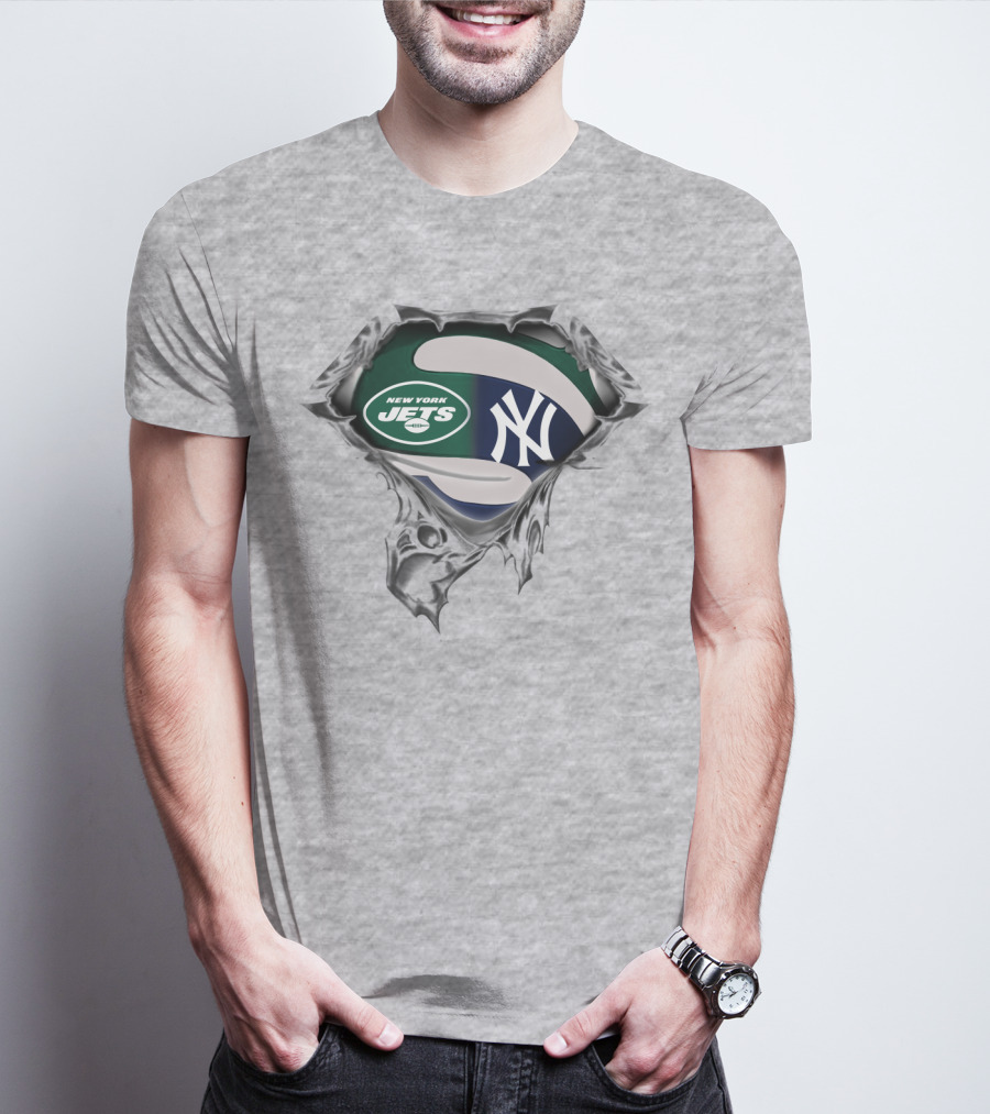 New York Jets New York Yankees Logo Fusion T-Shirt