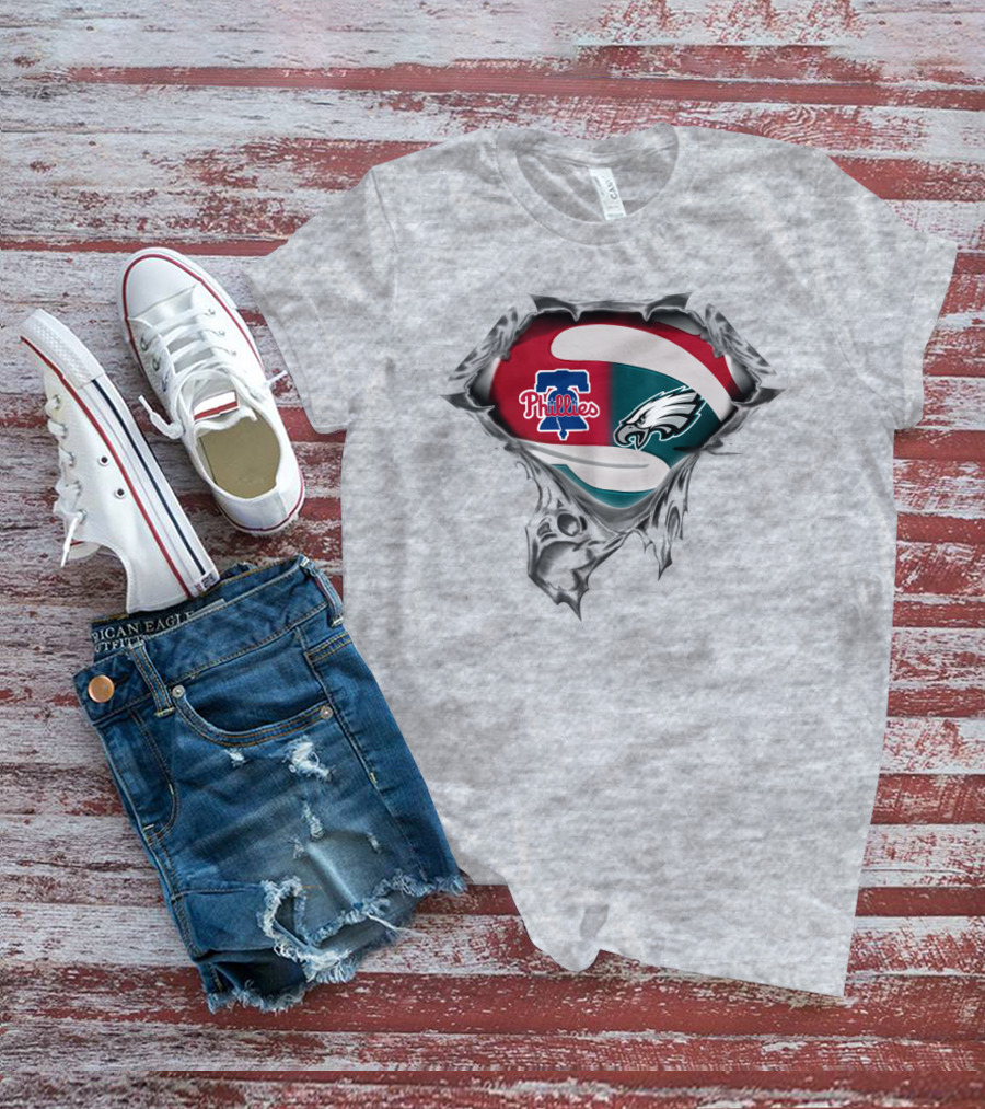 Phillies Eagles Logo Mashup Superhero Style T-Shirt