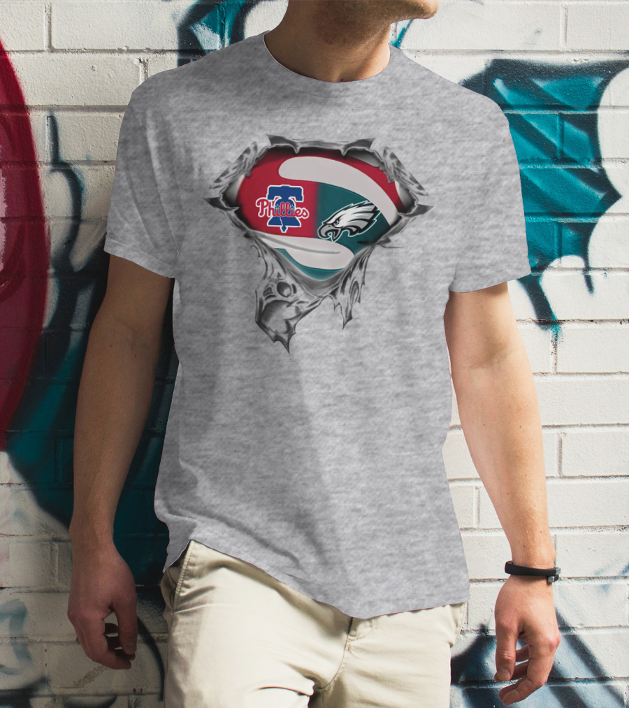 Phillies Eagles Logo Mashup Superhero Style T-Shirt