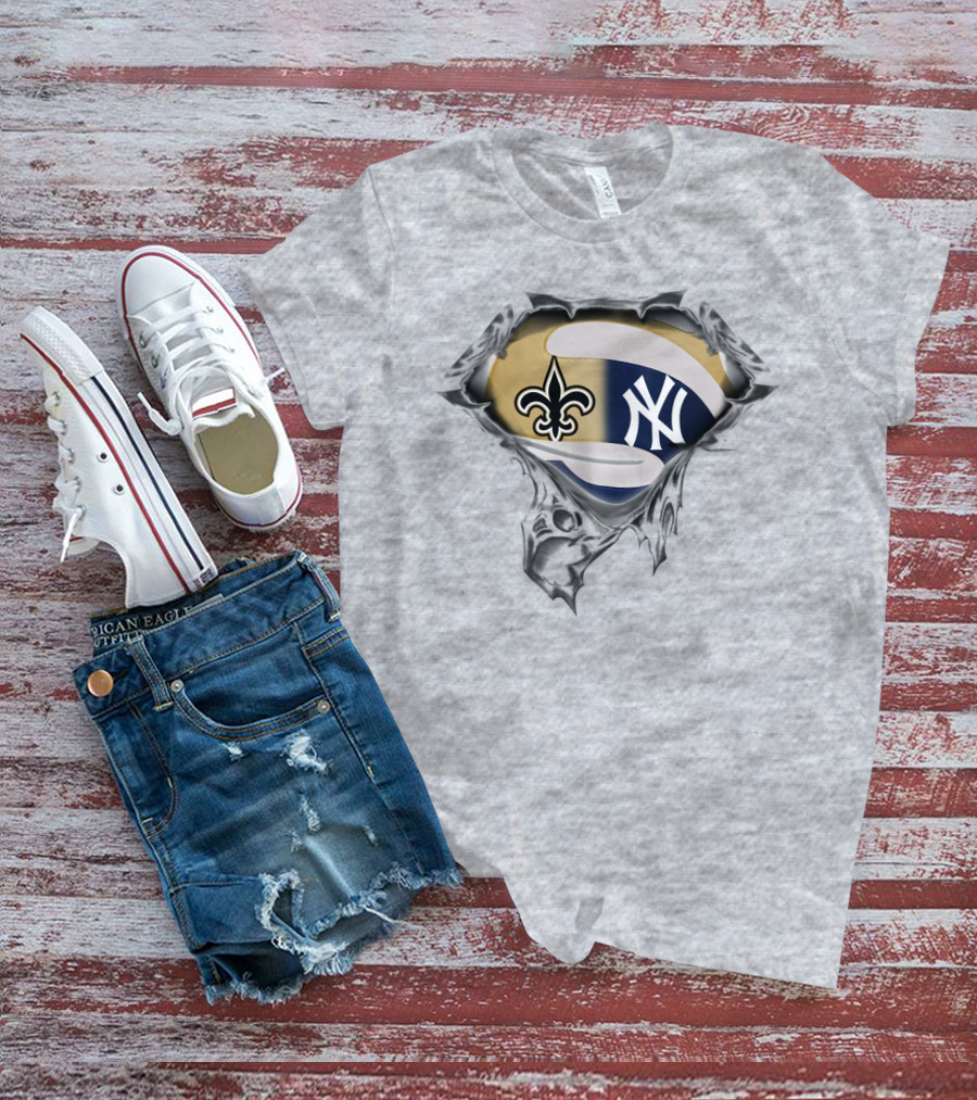 New Orleans Saints And New York Yankees Fusion T-Shirt