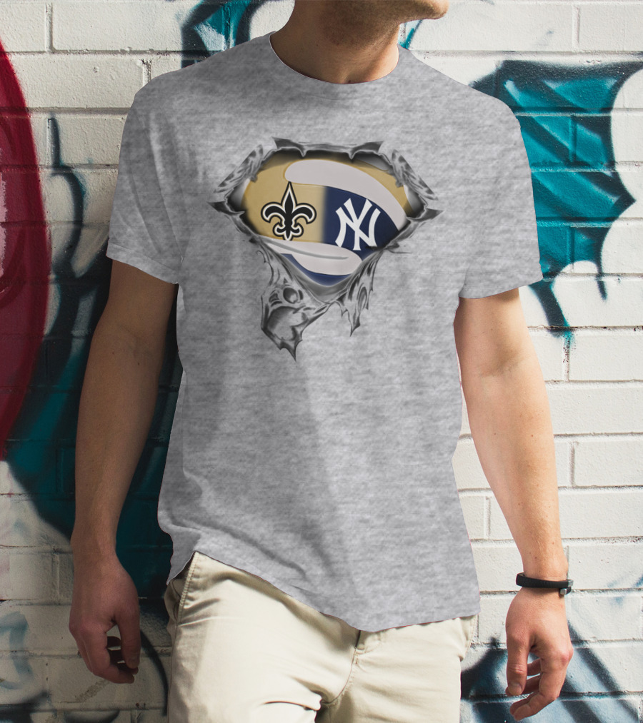 New Orleans Saints And New York Yankees Fusion T-Shirt