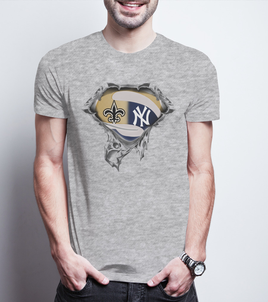New Orleans Saints And New York Yankees Fusion T-Shirt