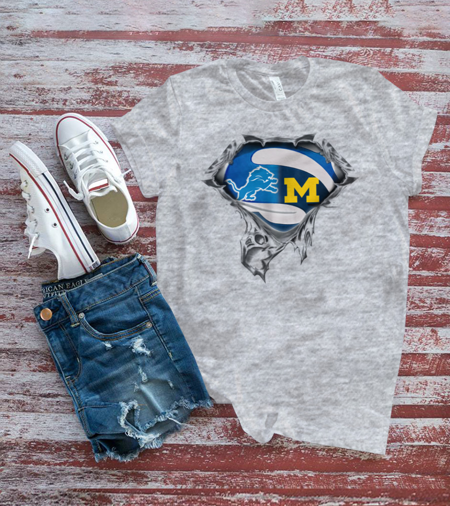 Detroit Lions And Michigan Wolverines Tearing Through T-Shirt
