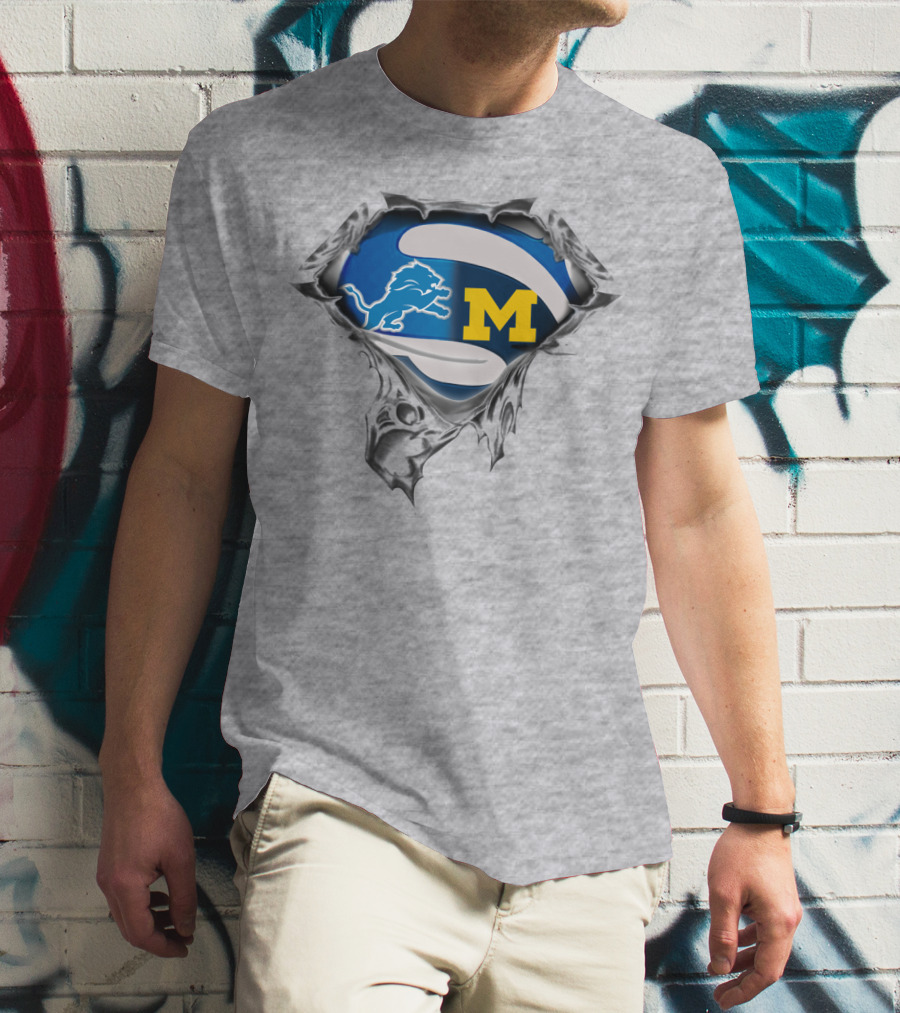 Detroit Lions And Michigan Wolverines Tearing Through T-Shirt