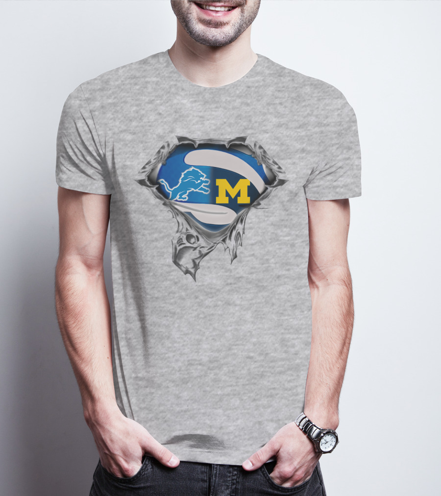 Detroit Lions And Michigan Wolverines Tearing Through T-Shirt