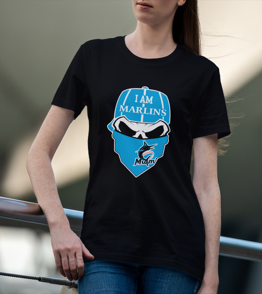 I Am Marlins Miami Marlins Skull T-Shirt