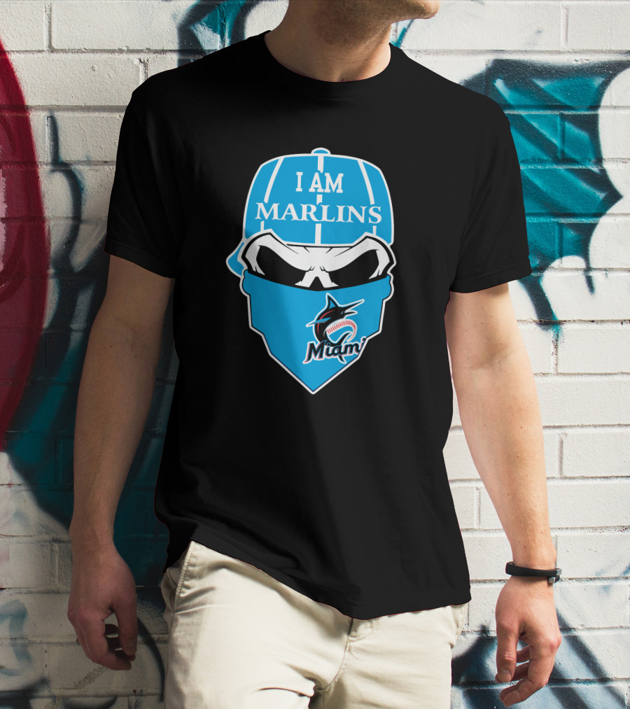 I Am Marlins Miami Marlins Skull T-Shirt