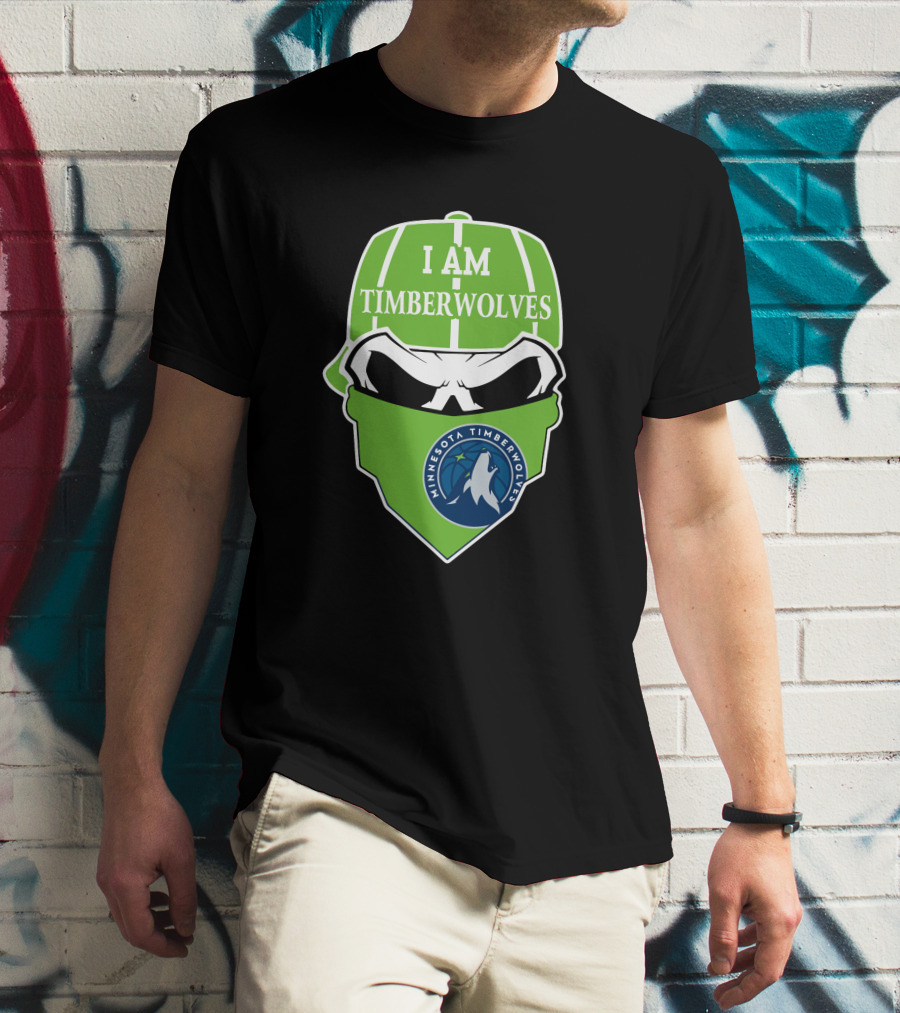 I Am Timberwolves Minnesota Timberwolves Logo Skull T-Shirt