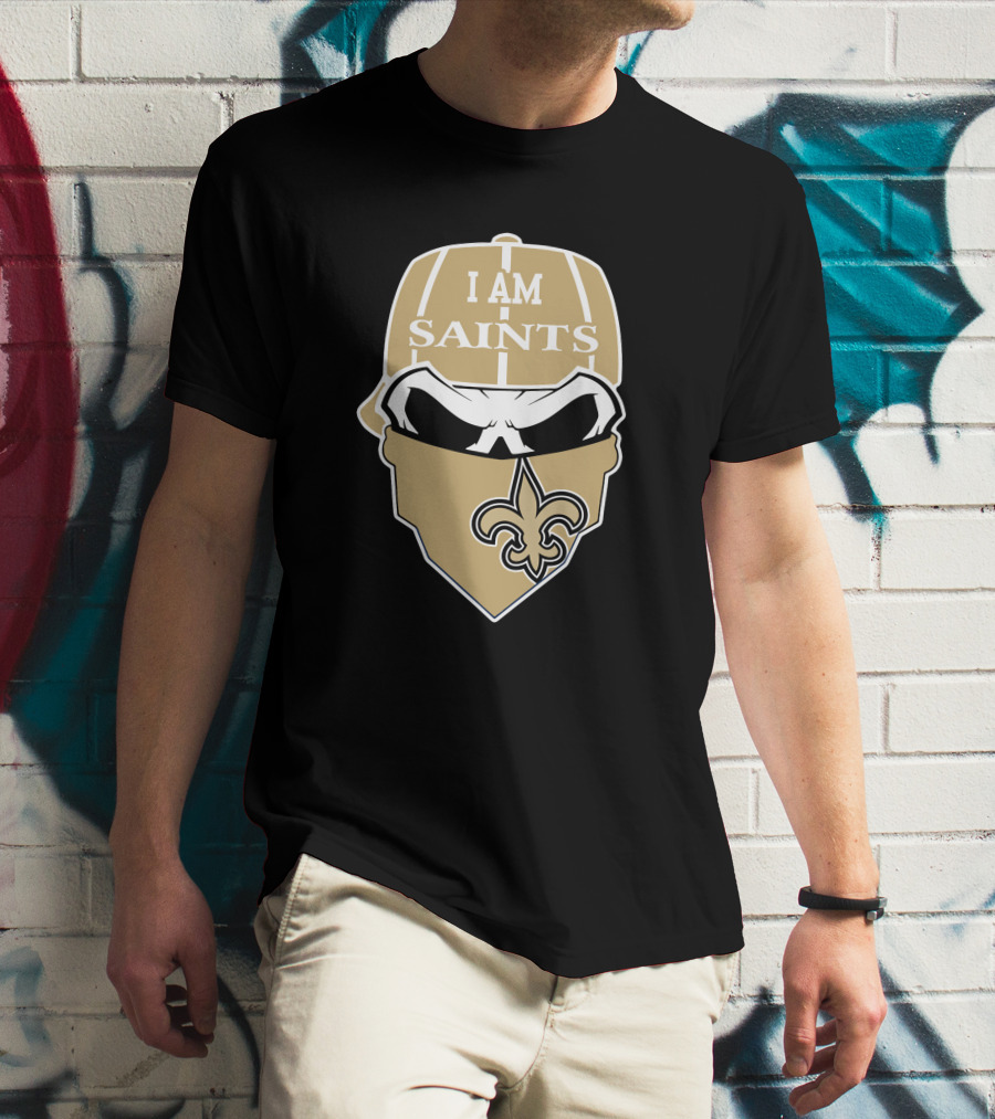 I Am New Orleans Saints Skull Fleur-De-Lis T-Shirt