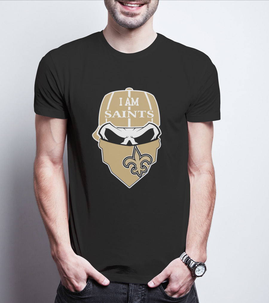 I Am New Orleans Saints Skull Fleur-De-Lis T-Shirt