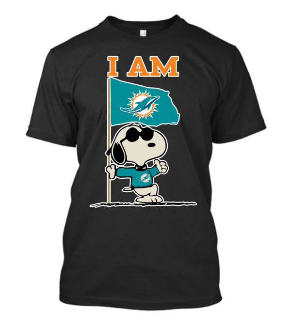 I Am Miami Dolphins Snoopy Flag T-Shirt