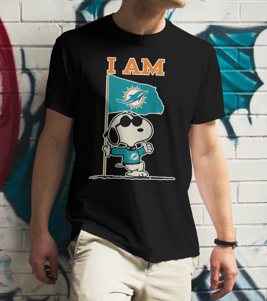 I Am Miami Dolphins Snoopy Flag T-Shirt