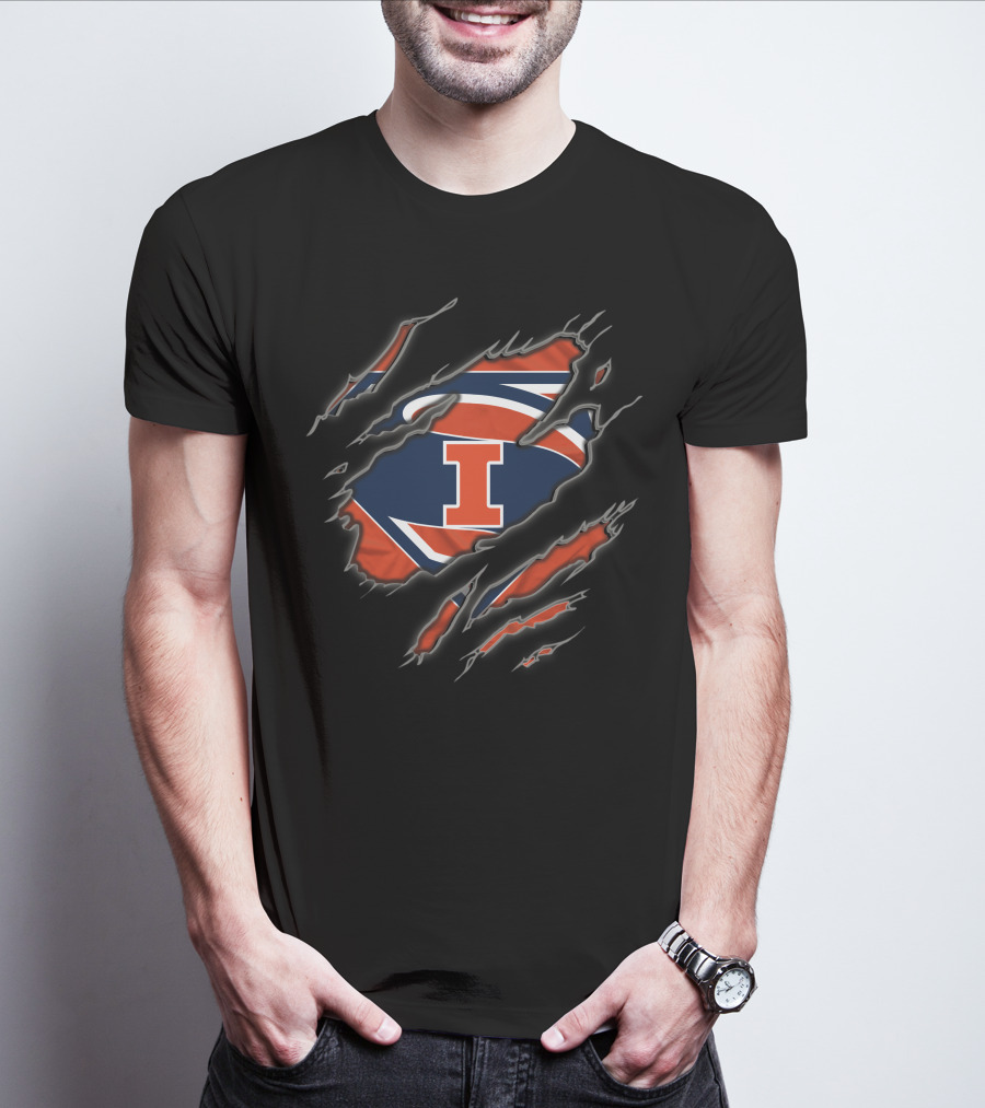 Illinois Fighting Illini Superman Logo Claw T-Shirt