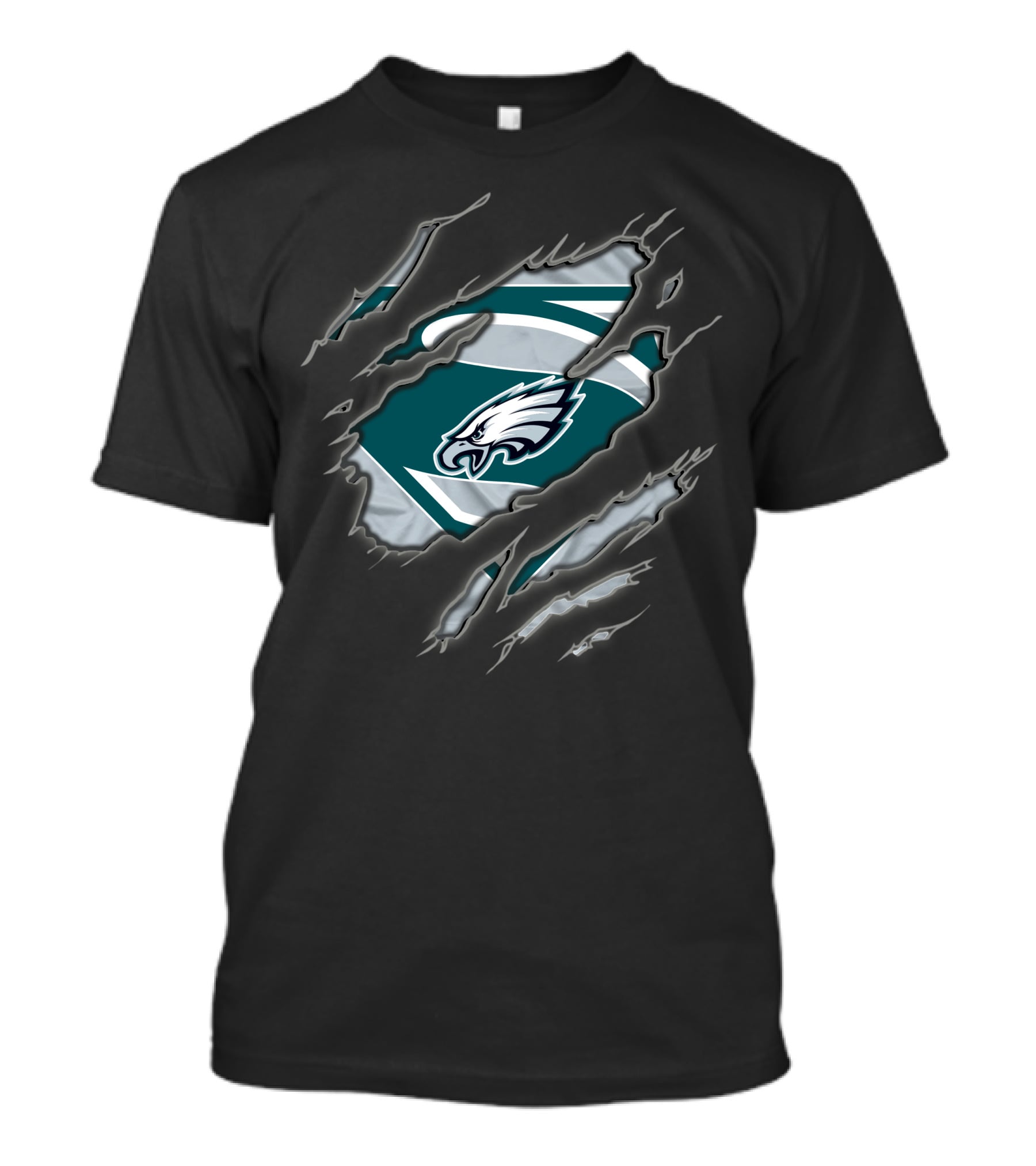 Philadelphia Eagles Logo Superman Style Rip Effect T-Shirt