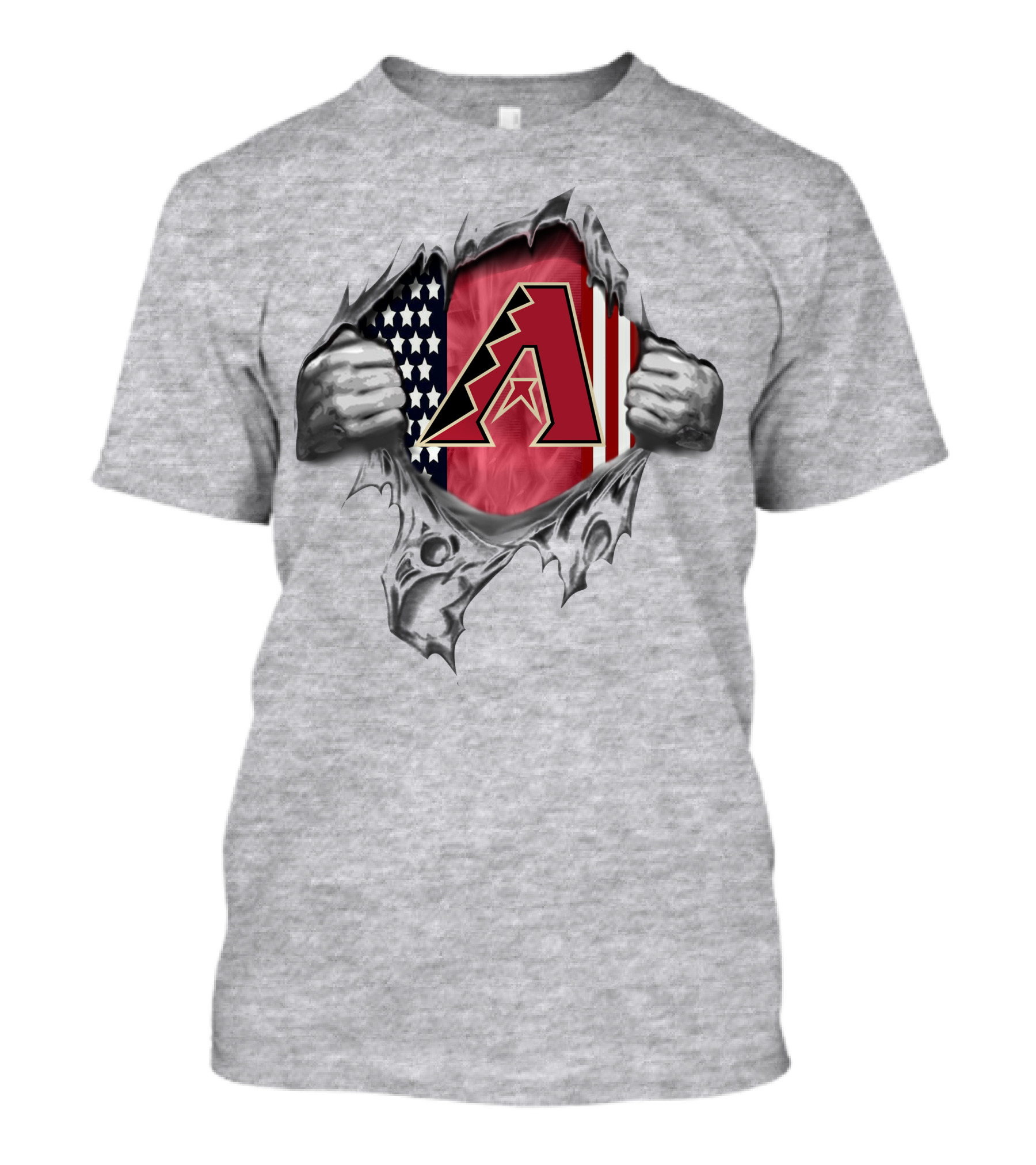 United States Flag And Arizona Diamondbacks Logo Reveal T-Shirt