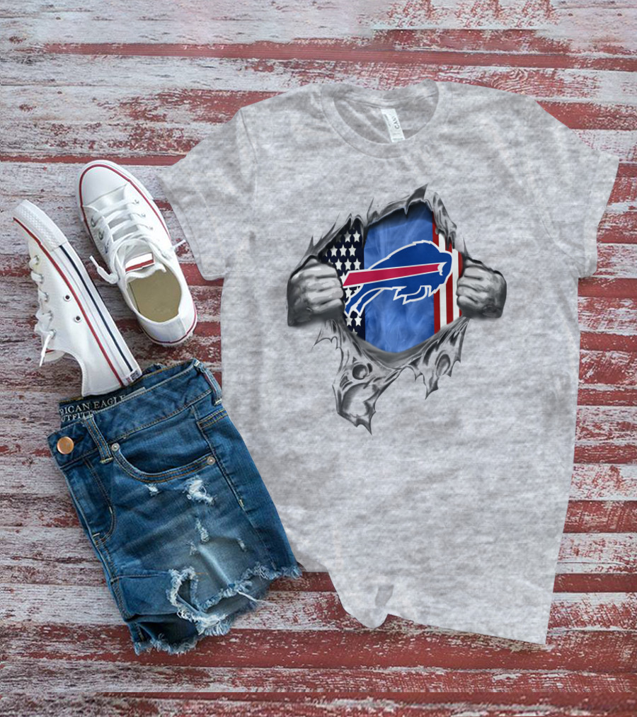 Buffalo Bills American Flag Ripped Metal T-Shirt