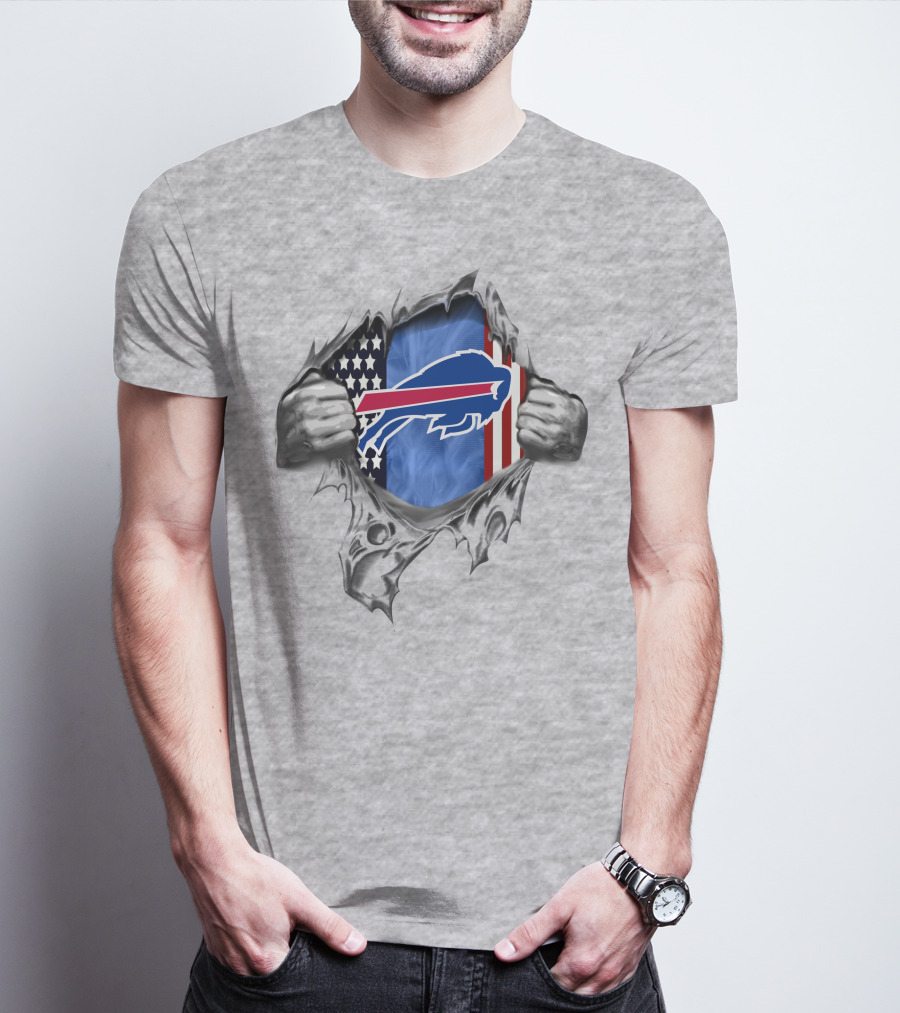 Buffalo Bills American Flag Ripped Metal T-Shirt