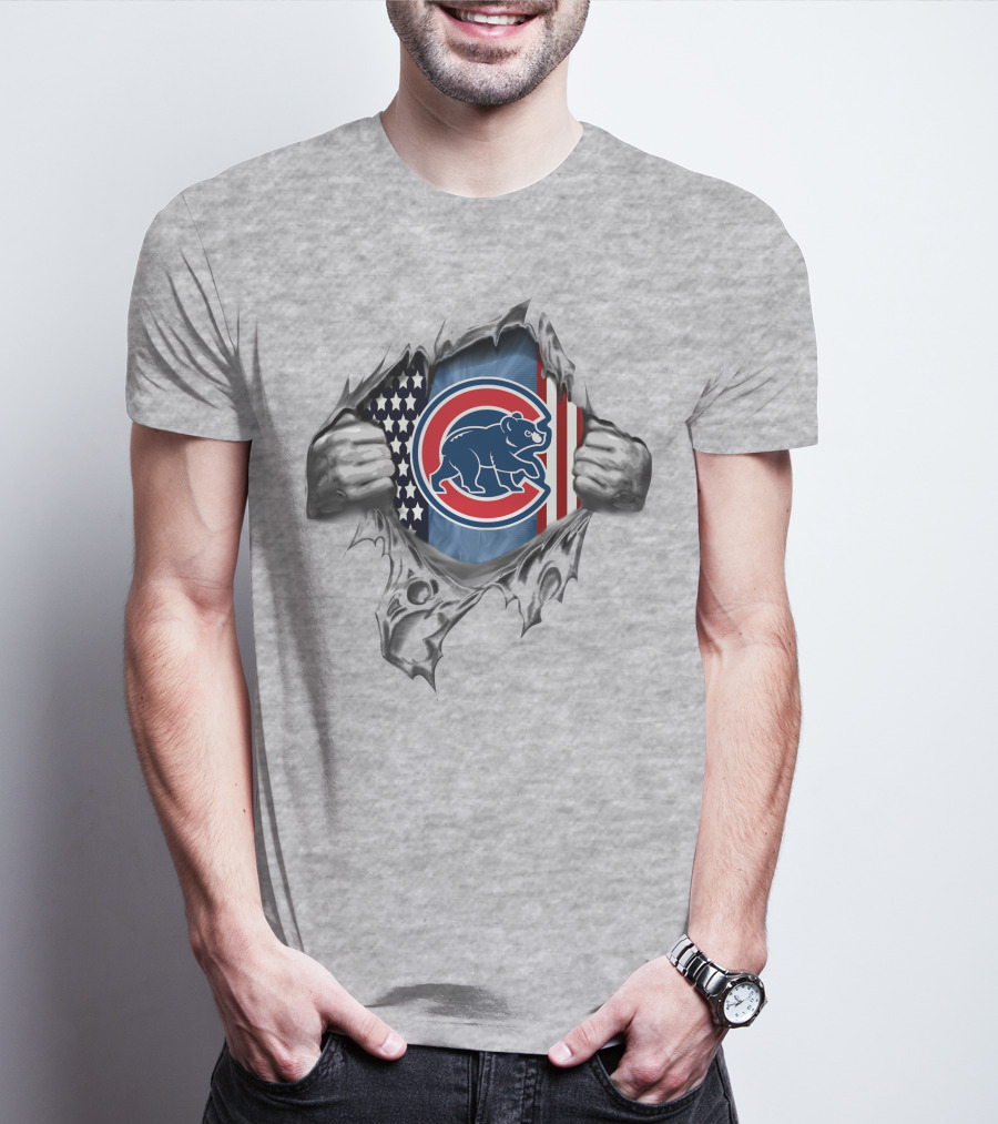 Chicago Cubs American Flag Logo Reveal T-Shirt