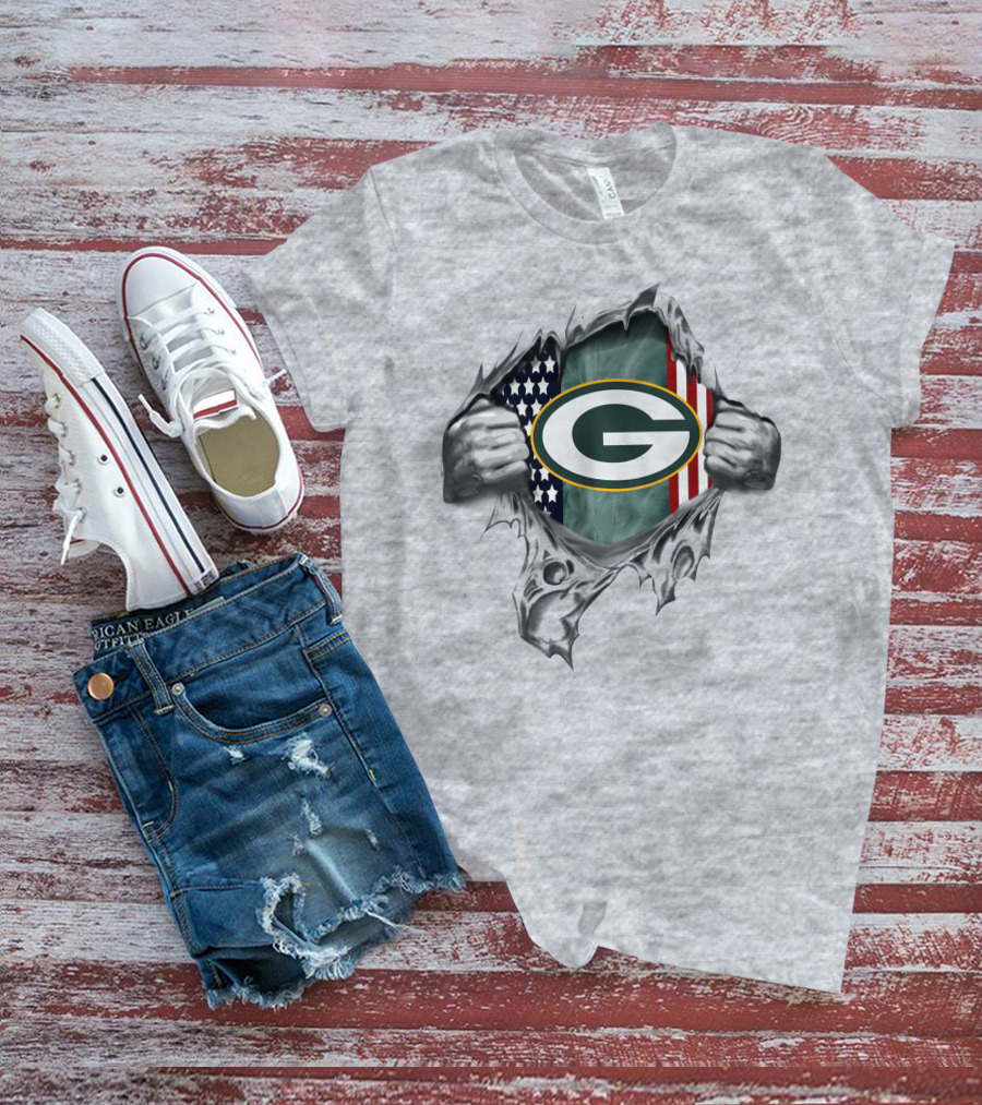Green Bay Packers American Flag Fan Pride T-Shirt
