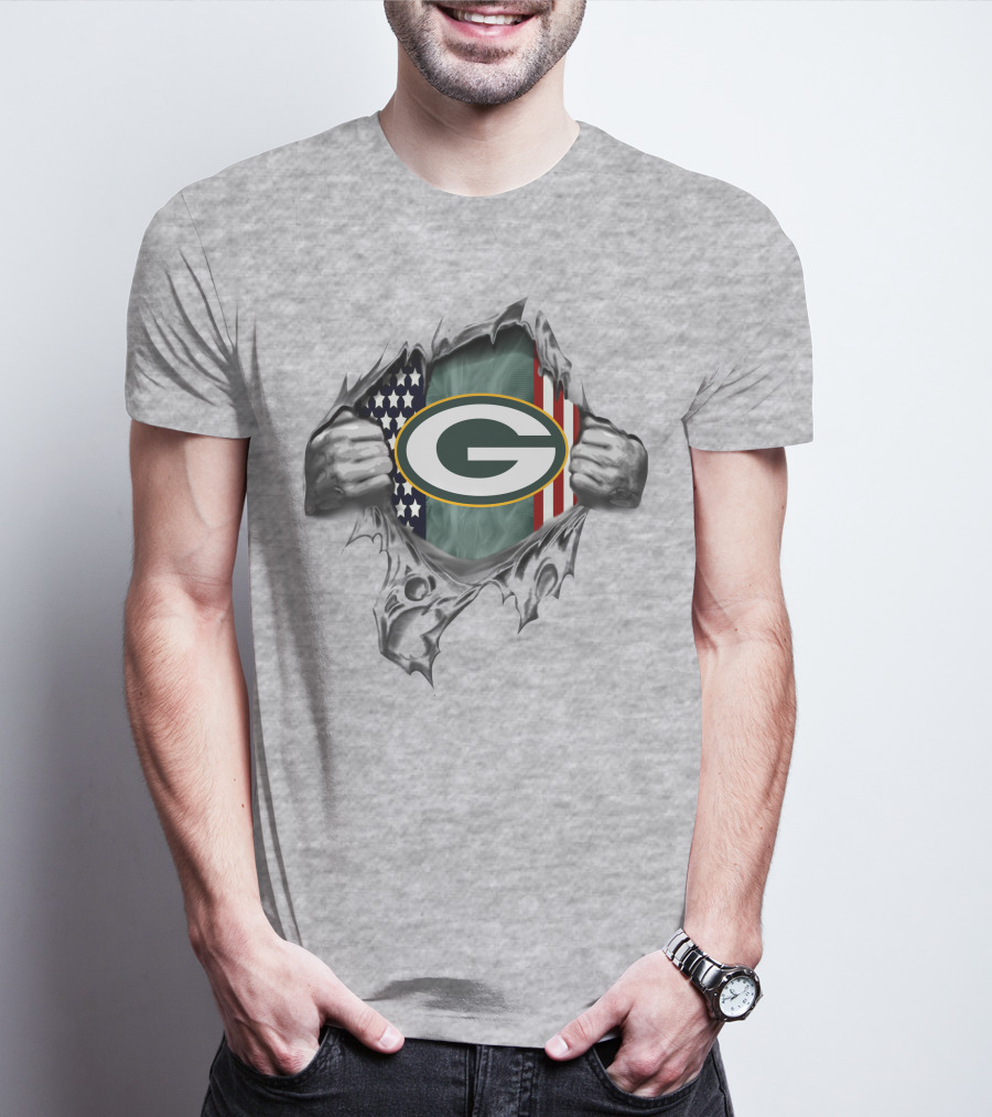 Green Bay Packers American Flag Fan Pride T-Shirt
