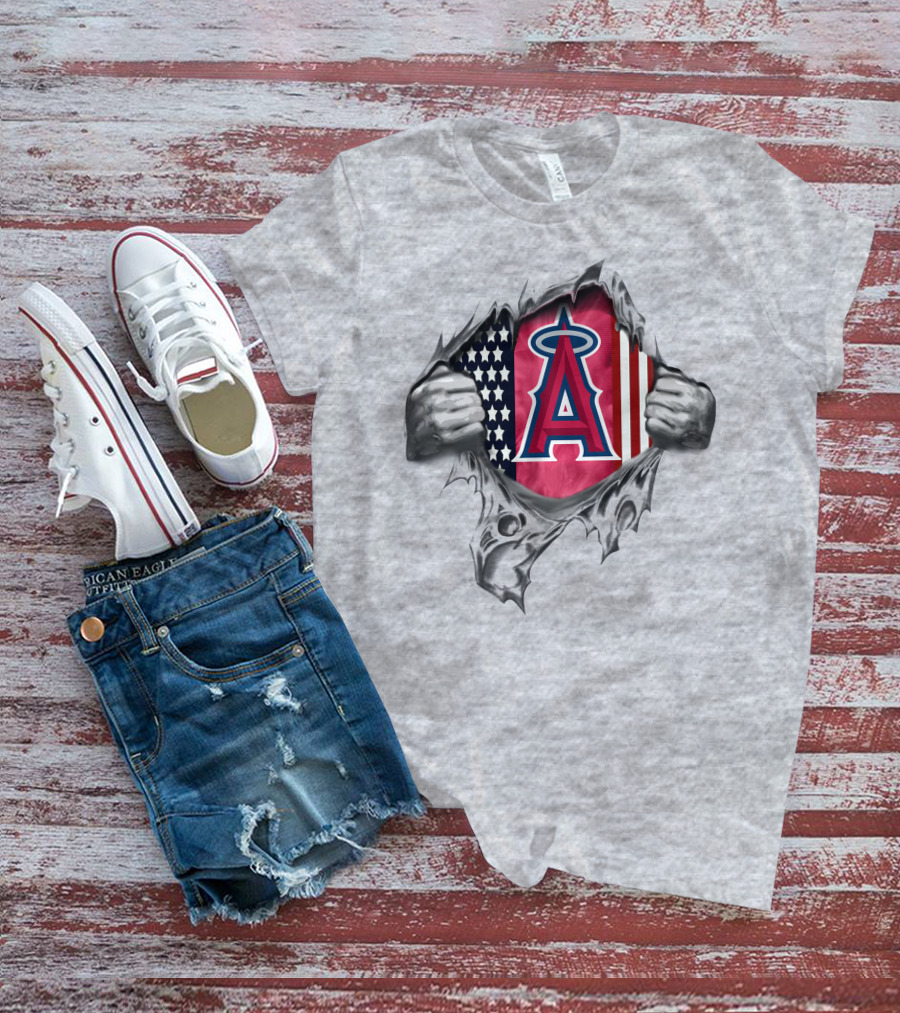 Los Angeles Angels American Flag Peeling Revealed T-Shirt