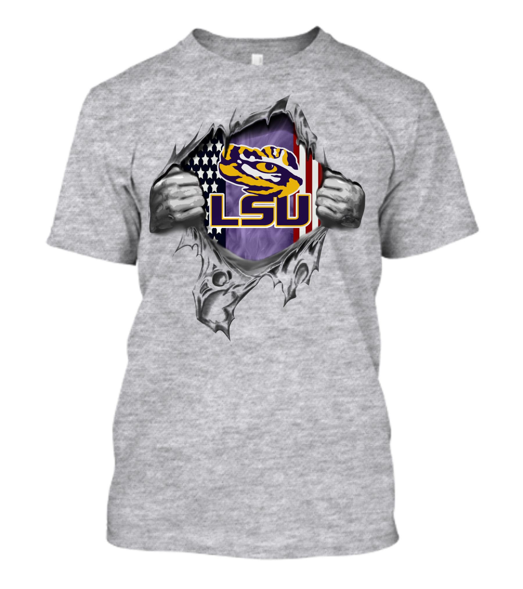 Lsu Tigers American Flag Rip Effect T-Shirt