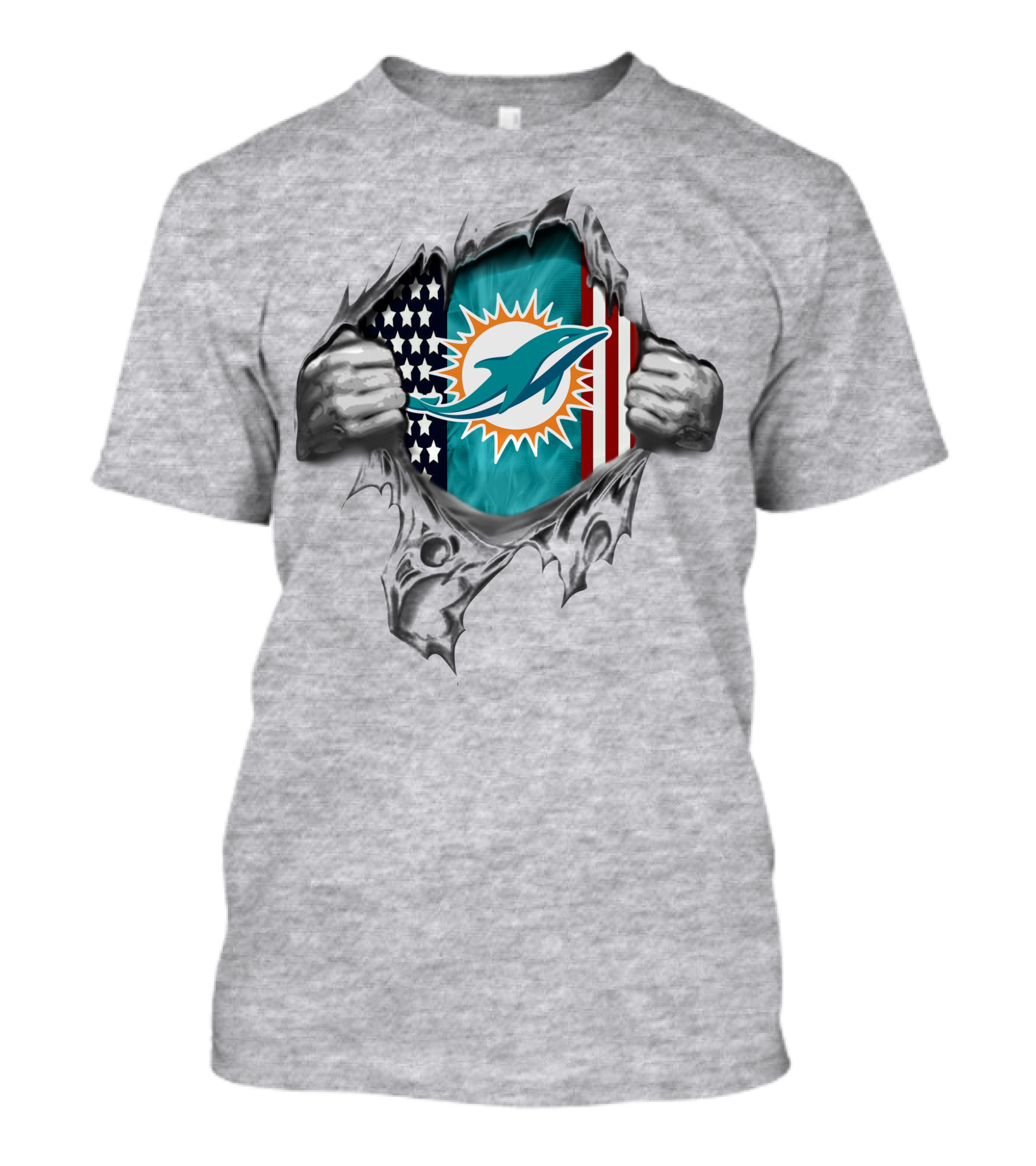 Miami Dolphins American Flag Rip Football Fan Tribute T-Shirt