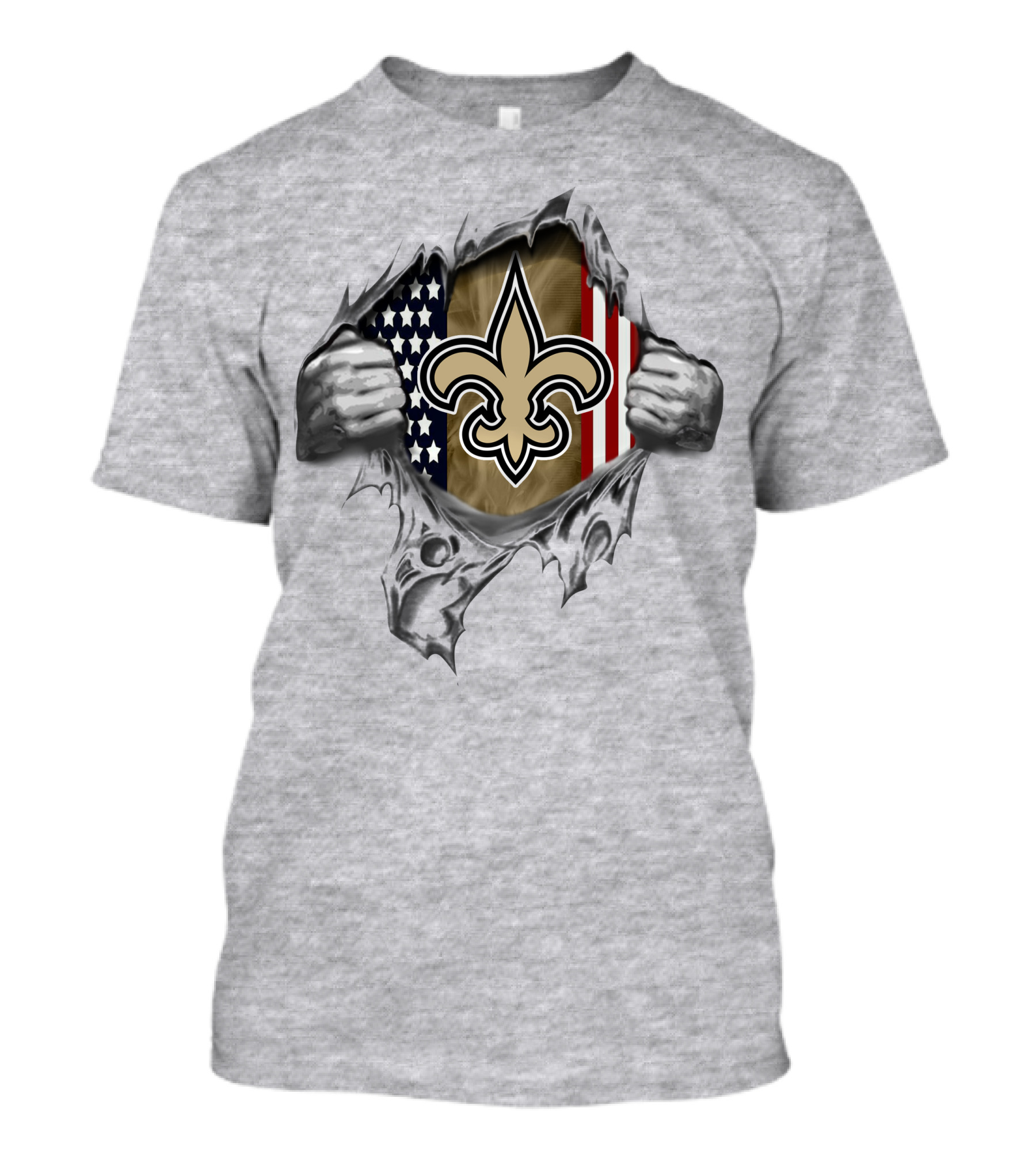 New Orleans Saints Usa Flag Fleur-De-Lis Icon Tear Away T-Shirt
