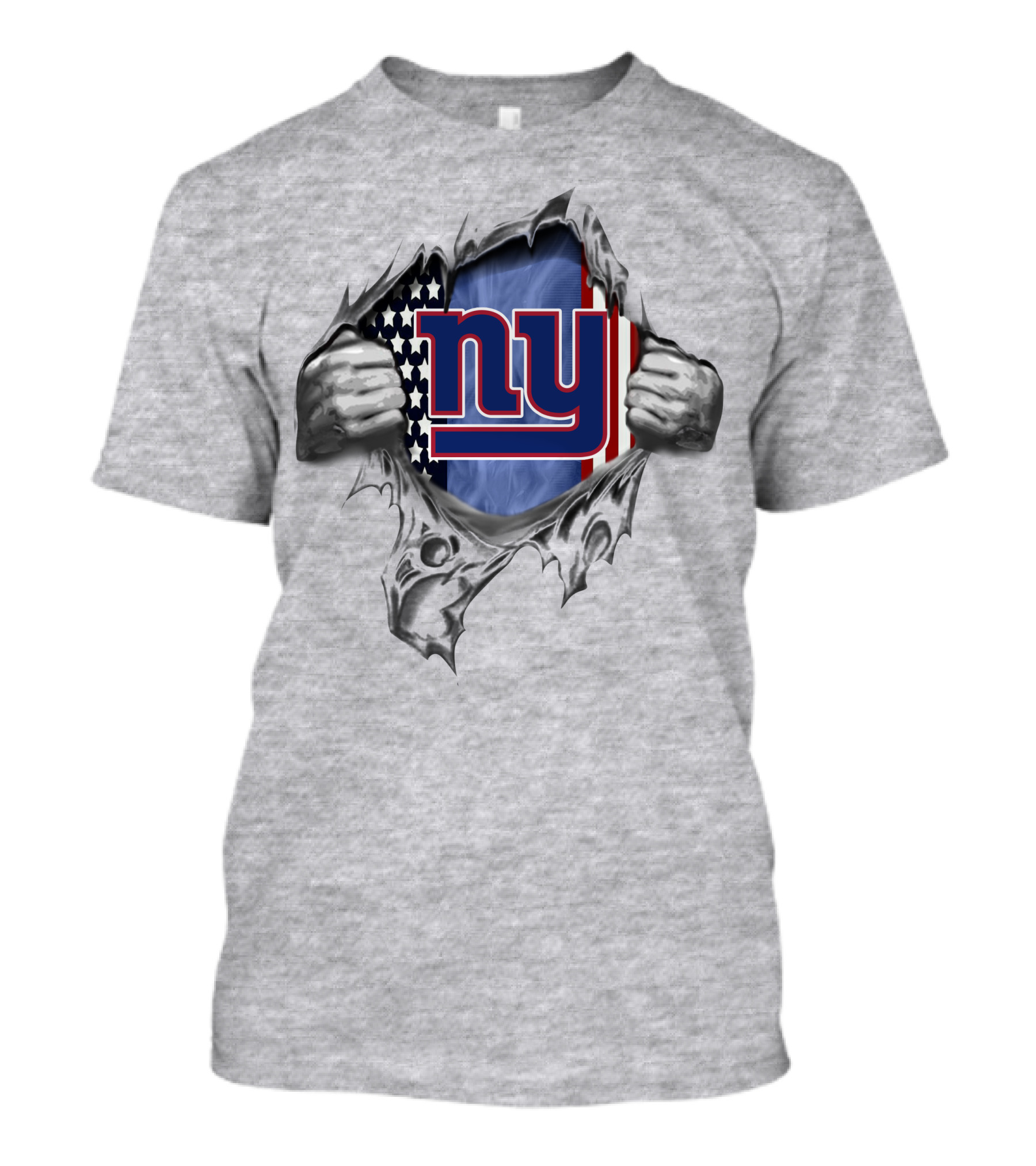 New York Giants American Flag Ny Logo Peeking From Ripped Surface T-Shirt