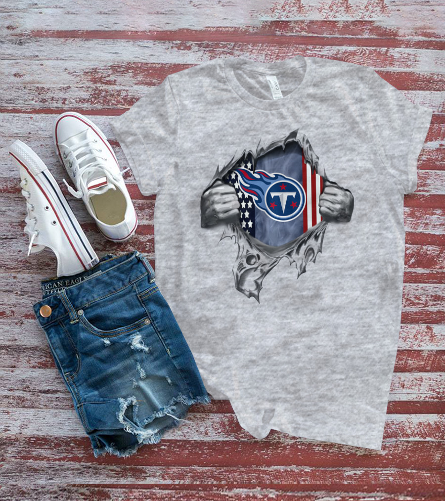 Tennessee Titans American Flag Tear T-Shirt