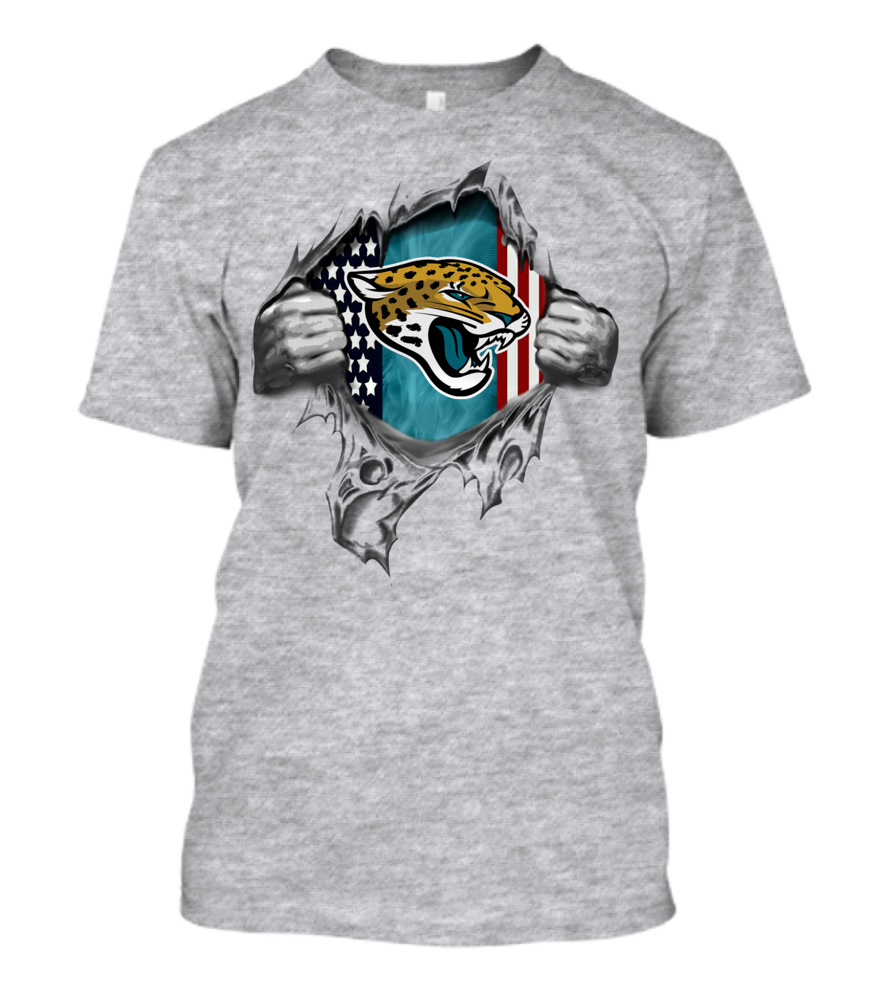 Ripped American Flag With Jacksonville Jaguars T-Shirt