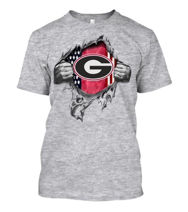 Georgia Bulldogs American Flag G Logo Tear T-Shirt