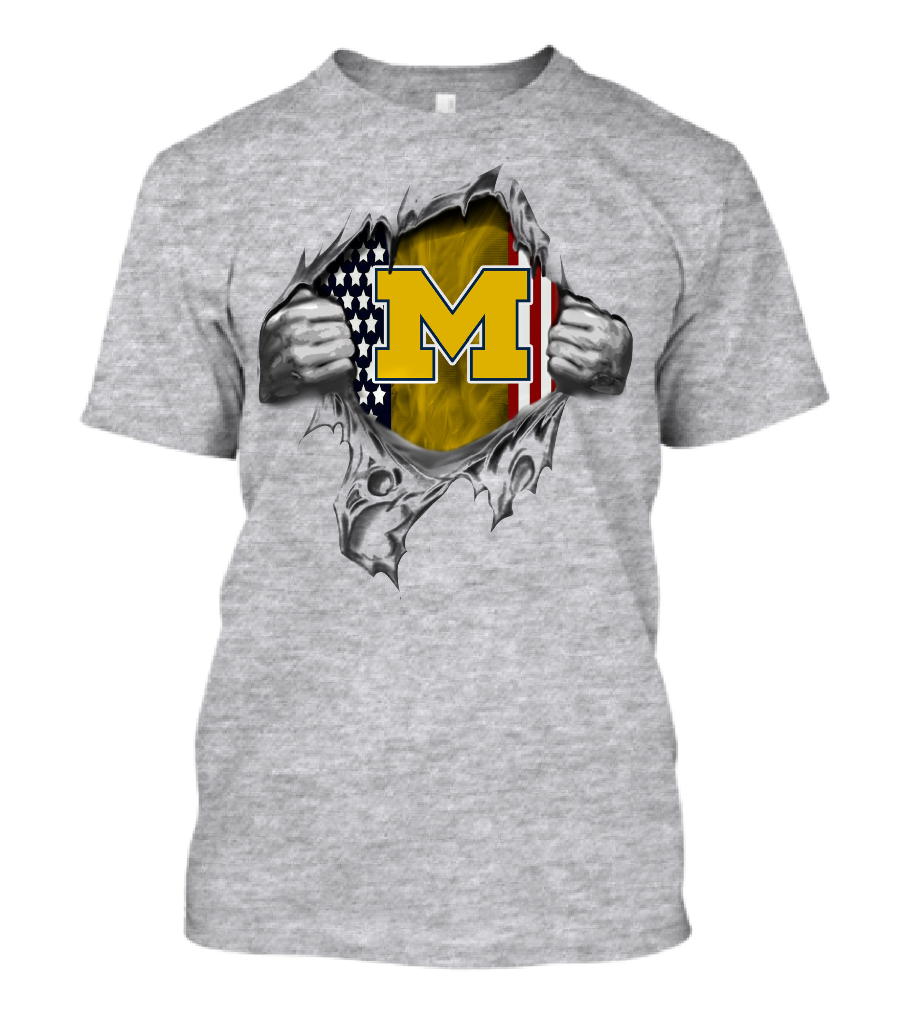 Michigan Wolverines American Flag Ripped T-Shirt