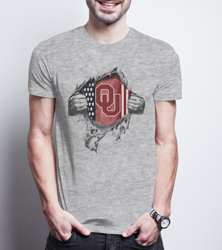 Oklahoma Sooners American Flag Ripped T-Shirt
