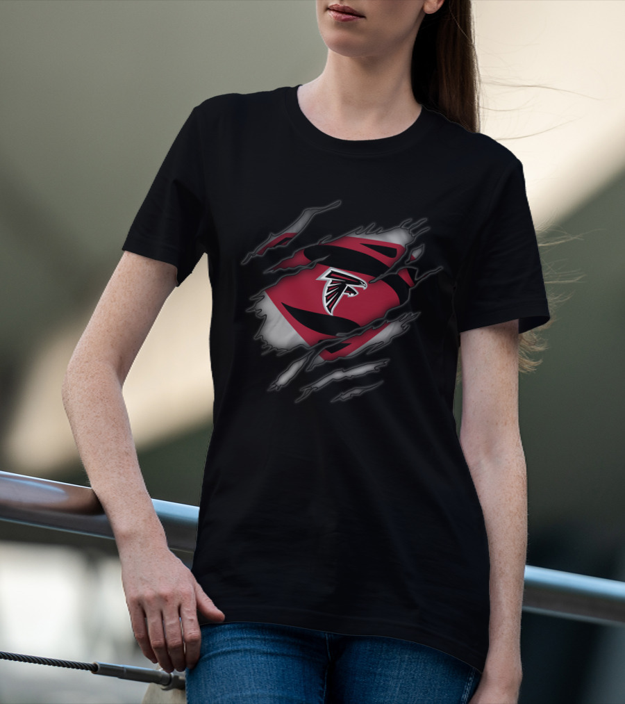 Atlanta Falcons Logo Superman Rip T-Shirt