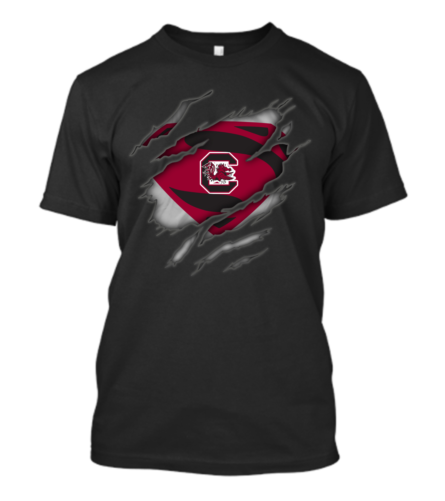 South Carolina Gamecocks Logo Superman-Style Ripped Chest T-Shirt