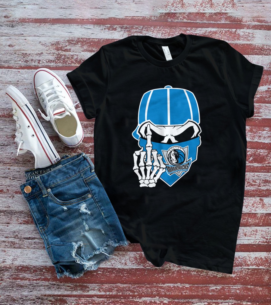 Dallas Mavericks Skull Bandana Skeleton Hand T-Shirt