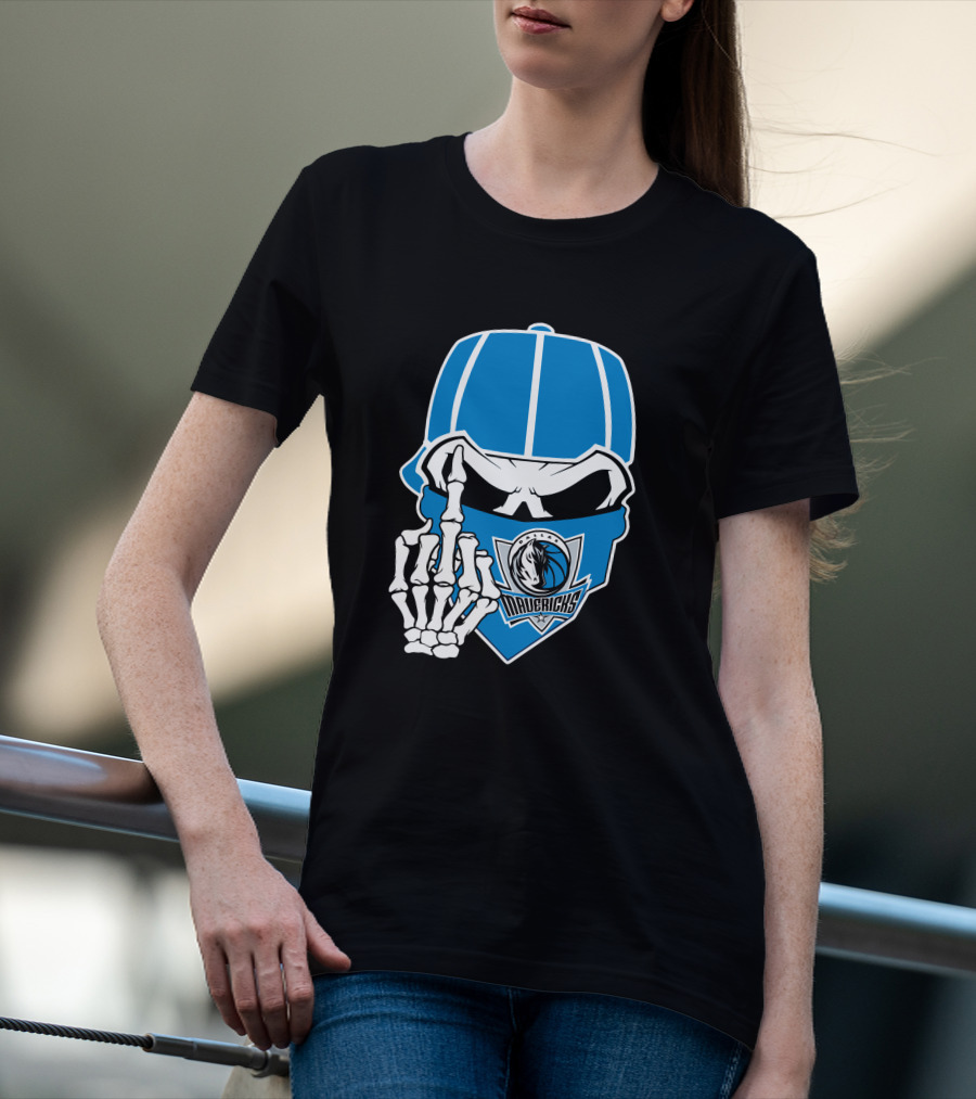 Dallas Mavericks Skull Bandana Skeleton Hand T-Shirt