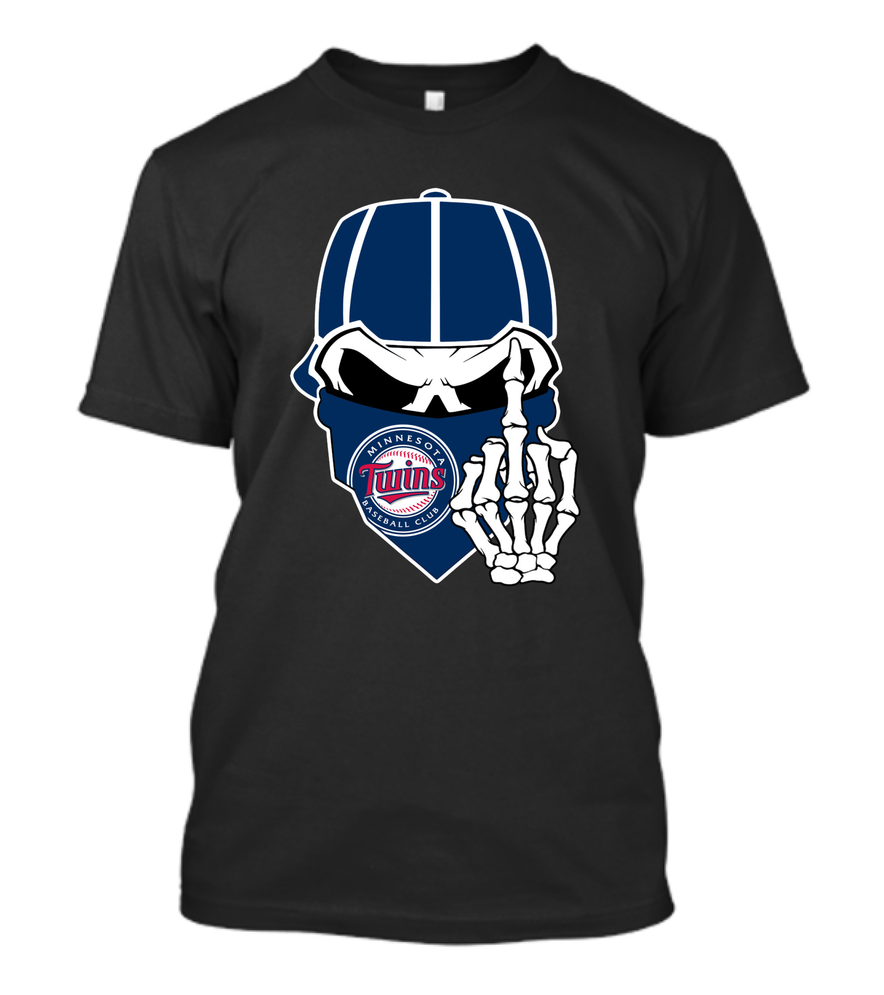 Minnesota Twins Baseball Club Skull With Skeleton Hand Symbol T-Shirt