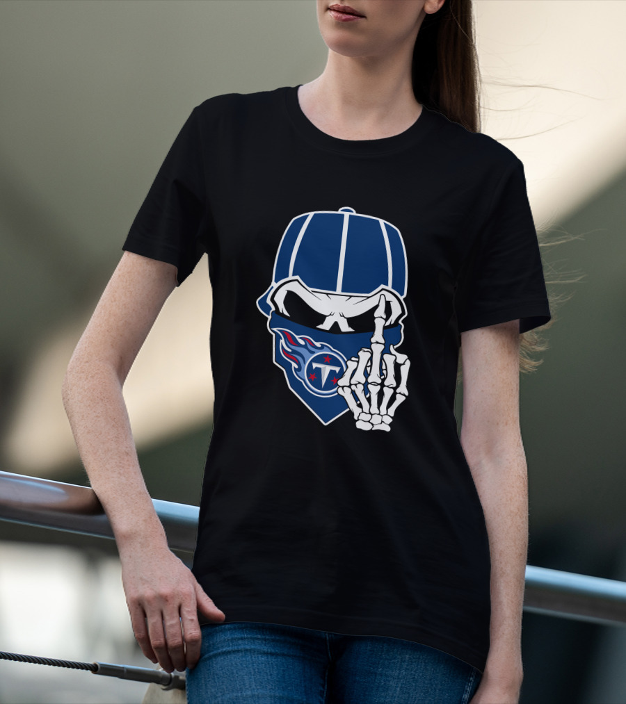 Tennessee Titans Skull Skeleton Hand Gesture T-Shirt